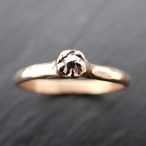 Fancy cut salt and pepper Dainty Diamond Solitaire Engagement 14k yellow Gold Wedding Ring byAngeline 3556