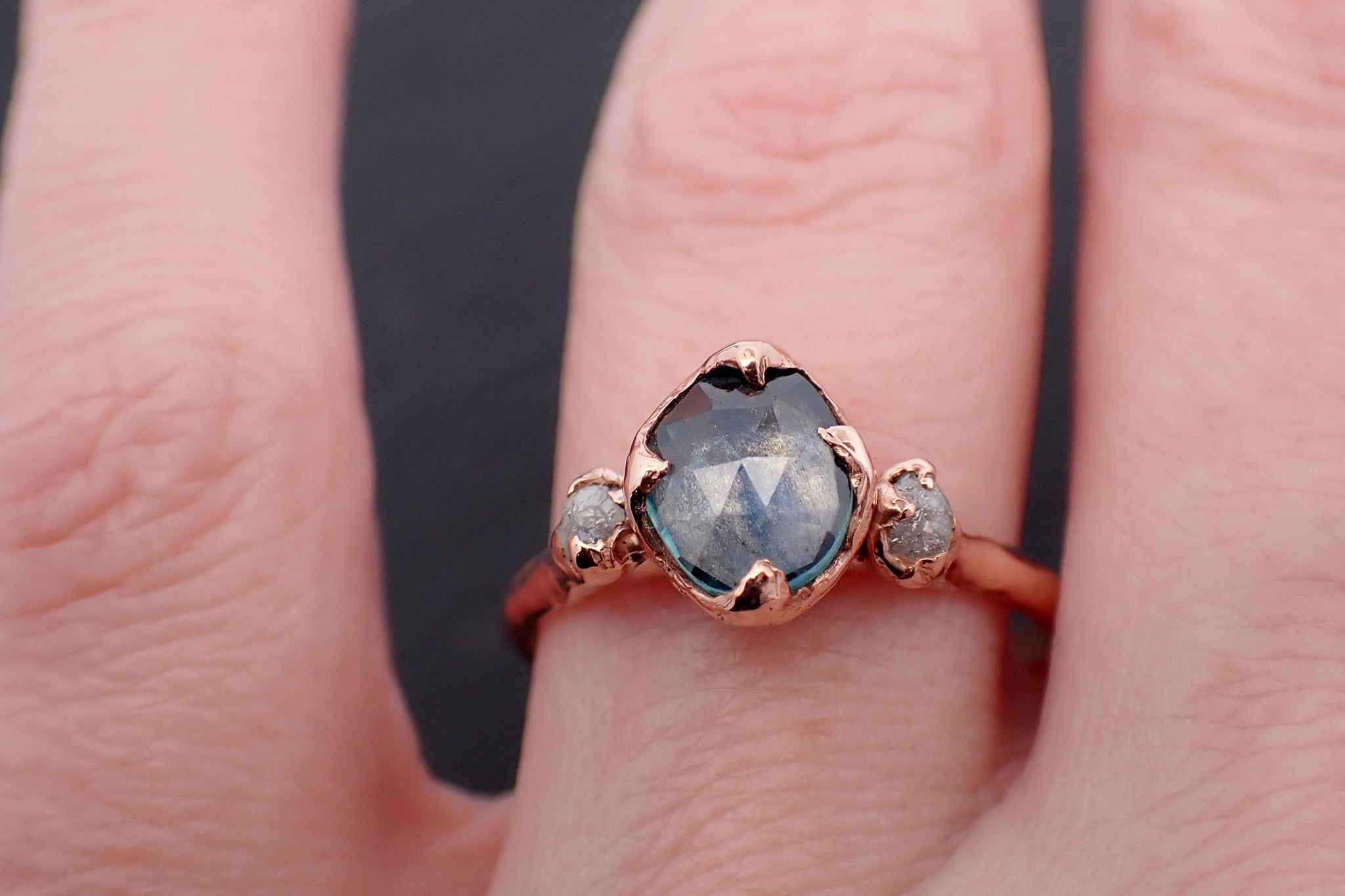 Saved for Berlyn • DO NOT BUY• Blue Montana Sapphire and Diamond Engagement Ring • 14k Rose Gold • Handmade byAngeline 3551