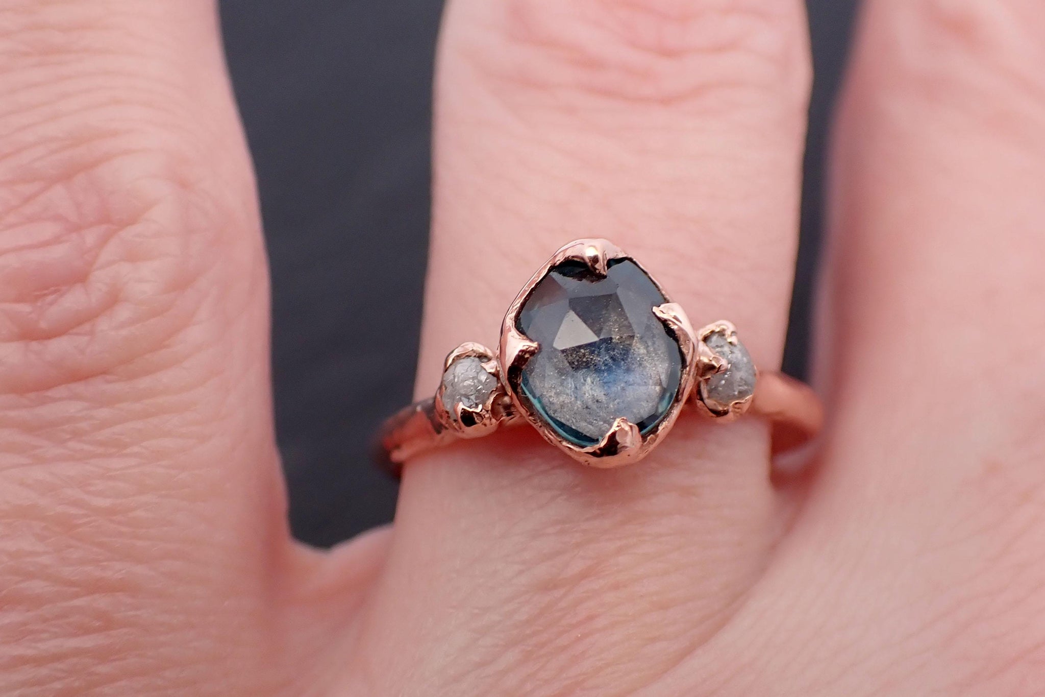 Saved for Berlyn • DO NOT BUY• Blue Montana Sapphire and Diamond Engagement Ring • 14k Rose Gold • Handmade byAngeline 3551