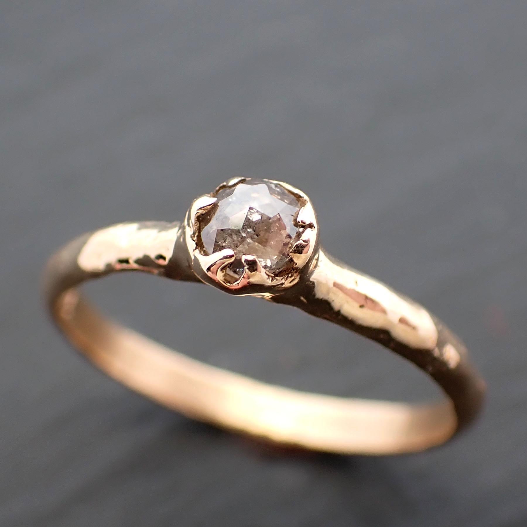 Fancy cut salt and pepper Dainty Diamond Solitaire Engagement 14k yellow Gold Wedding Ring byAngeline 3554