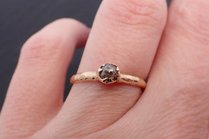 Fancy cut salt and pepper Dainty Diamond Solitaire Engagement 14k yellow Gold Wedding Ring byAngeline 3554