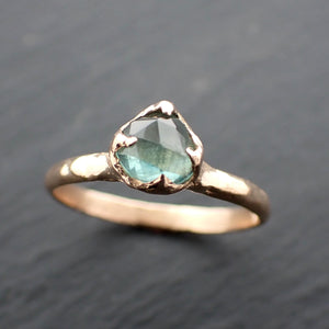 Fancy cut Montana blue green Sapphire 14k Yellow gold Solitaire Ring Gold Gemstone Engagement Ring 3559