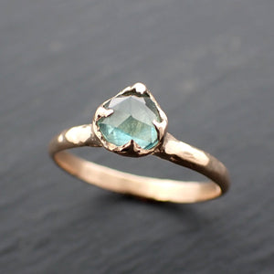 Fancy cut Montana blue green Sapphire 14k Yellow gold Solitaire Ring Gold Gemstone Engagement Ring 3559