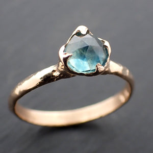 Fancy cut Montana blue green Sapphire 14k Yellow gold Solitaire Ring Gold Gemstone Engagement Ring 3561