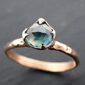 Fancy cut Montana blue green Sapphire 14k Yellow gold Solitaire Ring Gold Gemstone Engagement Ring 3561