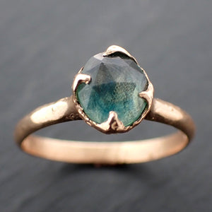 Fancy cut Montana blue green Sapphire 14k Yellow gold Solitaire Ring Gold Gemstone Engagement Ring 3562