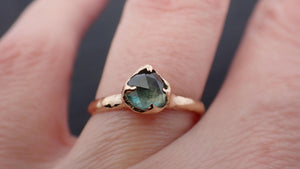 Fancy cut Montana blue green Sapphire 14k Yellow gold Solitaire Ring Gold Gemstone Engagement Ring 3559