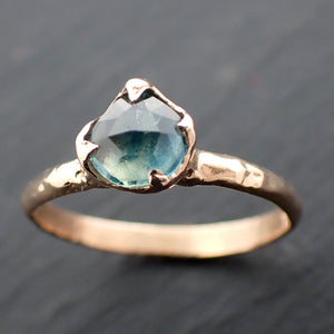 Fancy cut Montana blue green Sapphire 14k Yellow gold Solitaire Ring Gold Gemstone Engagement Ring 3561