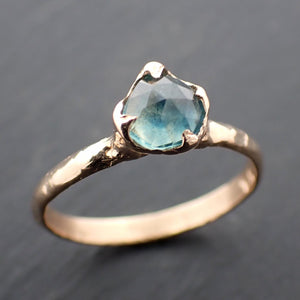 Fancy cut Montana blue green Sapphire 14k Yellow gold Solitaire Ring Gold Gemstone Engagement Ring 3561