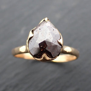 Carbonado Fancy cut Solitaire Engagement 18k yellow Gold Wedding Ring byAngeline 3571