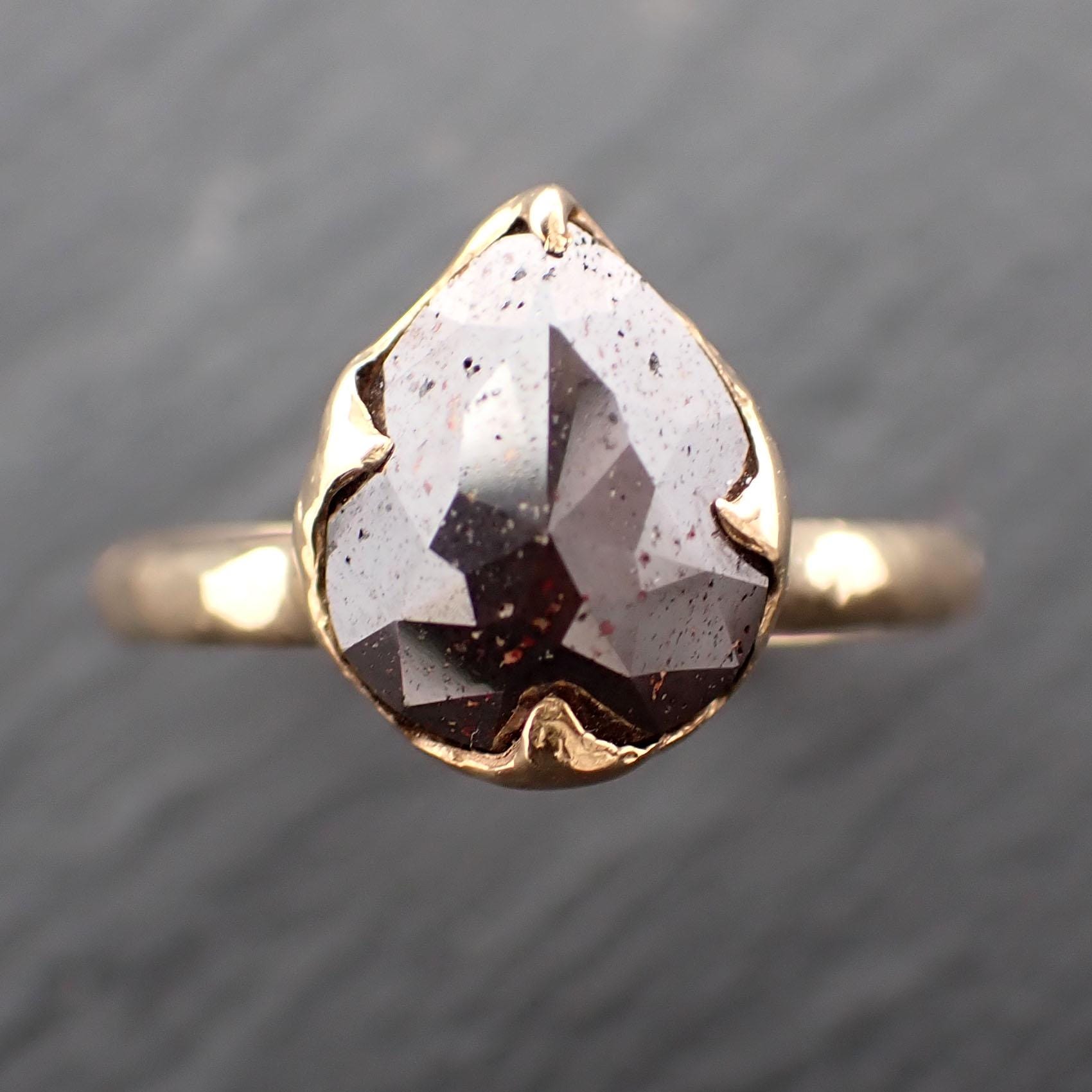 Carbonado Fancy cut Solitaire Engagement 18k yellow Gold Wedding Ring byAngeline 3571