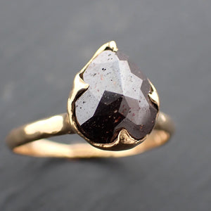 Carbonado Fancy cut Solitaire Engagement 18k yellow Gold Wedding Ring byAngeline 3571