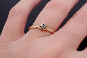 Fancy cut salt and pepper Diamond Solitaire Engagement 14k yellow Gold Wedding Ring byAngeline 3574