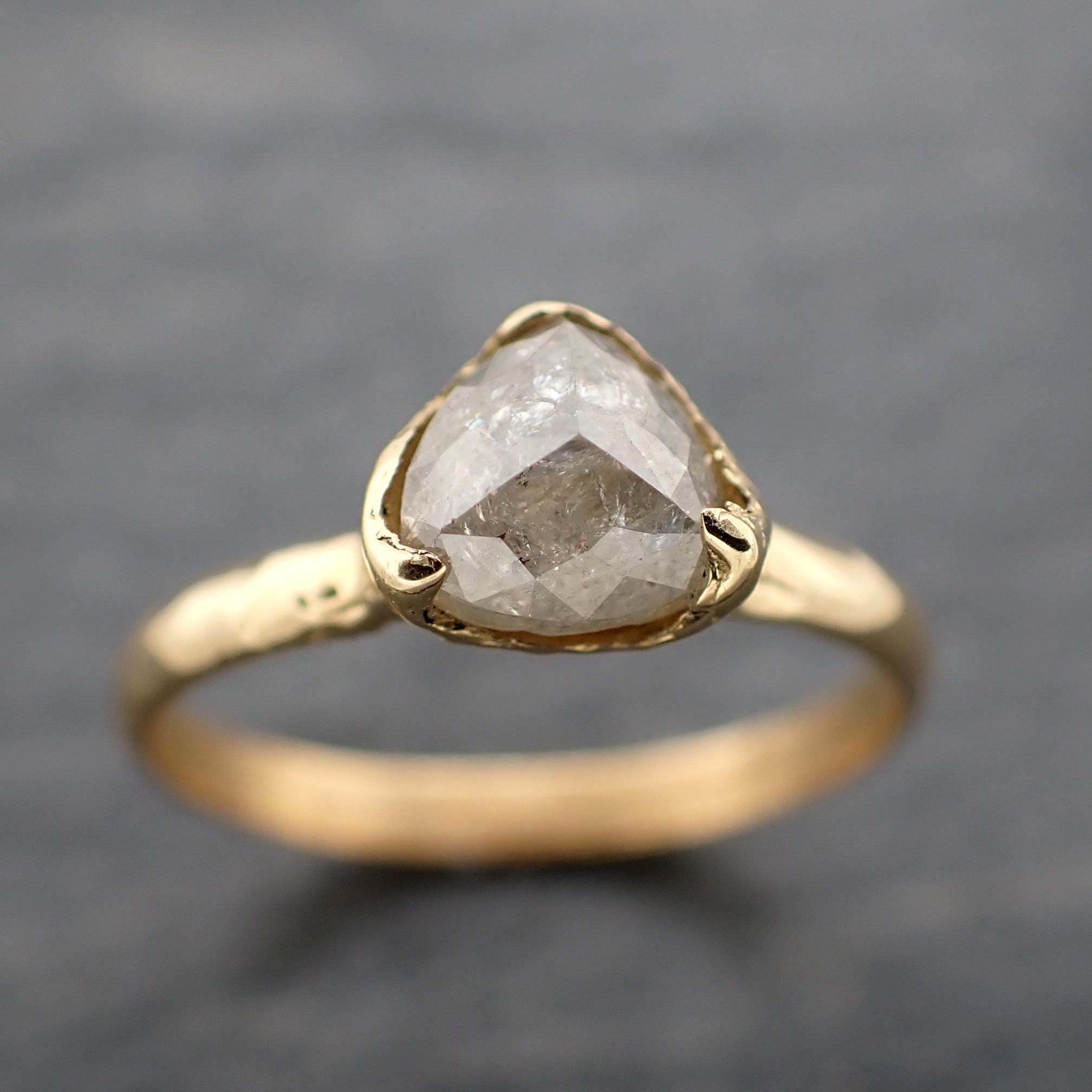 Fancy cut white Diamond Solitaire Engagement 18k yellow Gold Wedding Ring byAngeline 1393