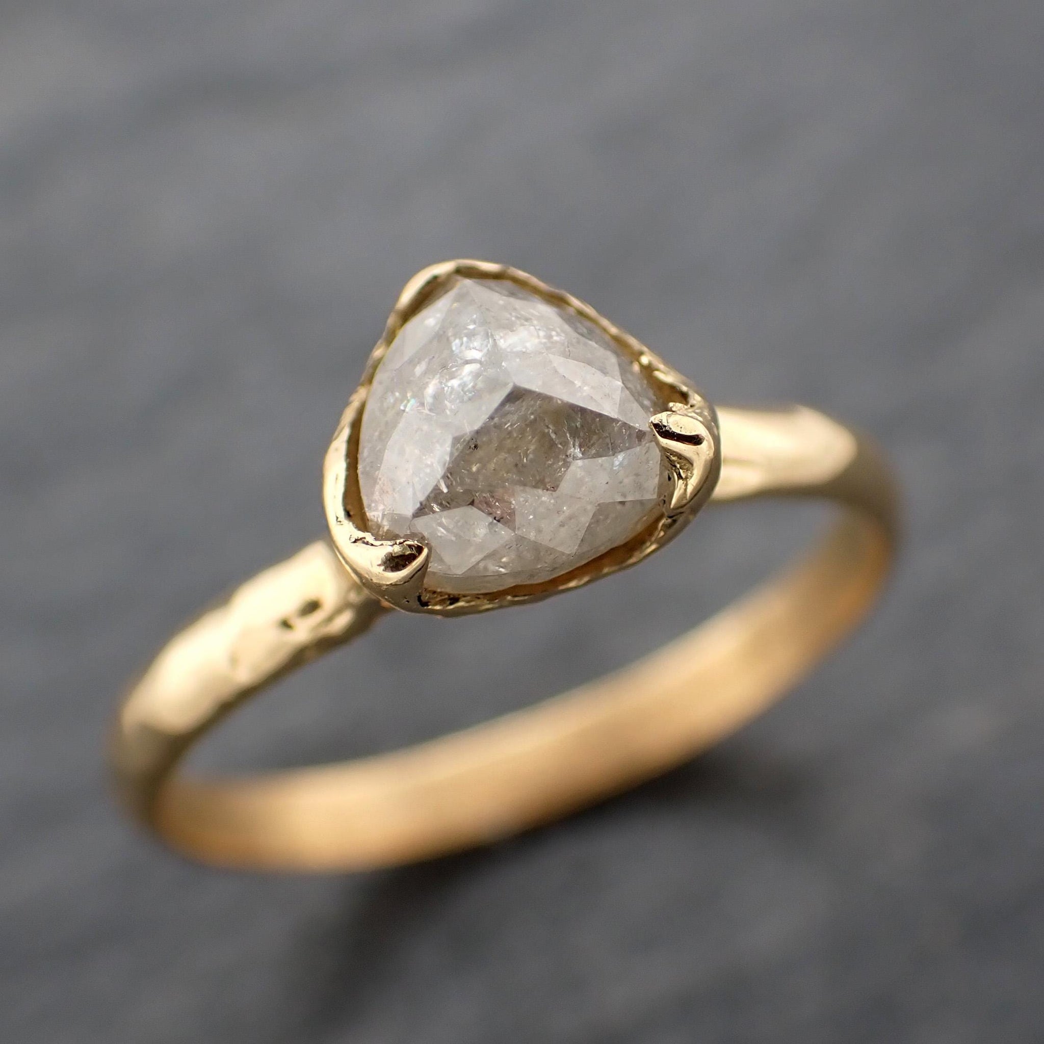 Fancy cut white Diamond Solitaire Engagement 18k yellow Gold Wedding Ring byAngeline 1393