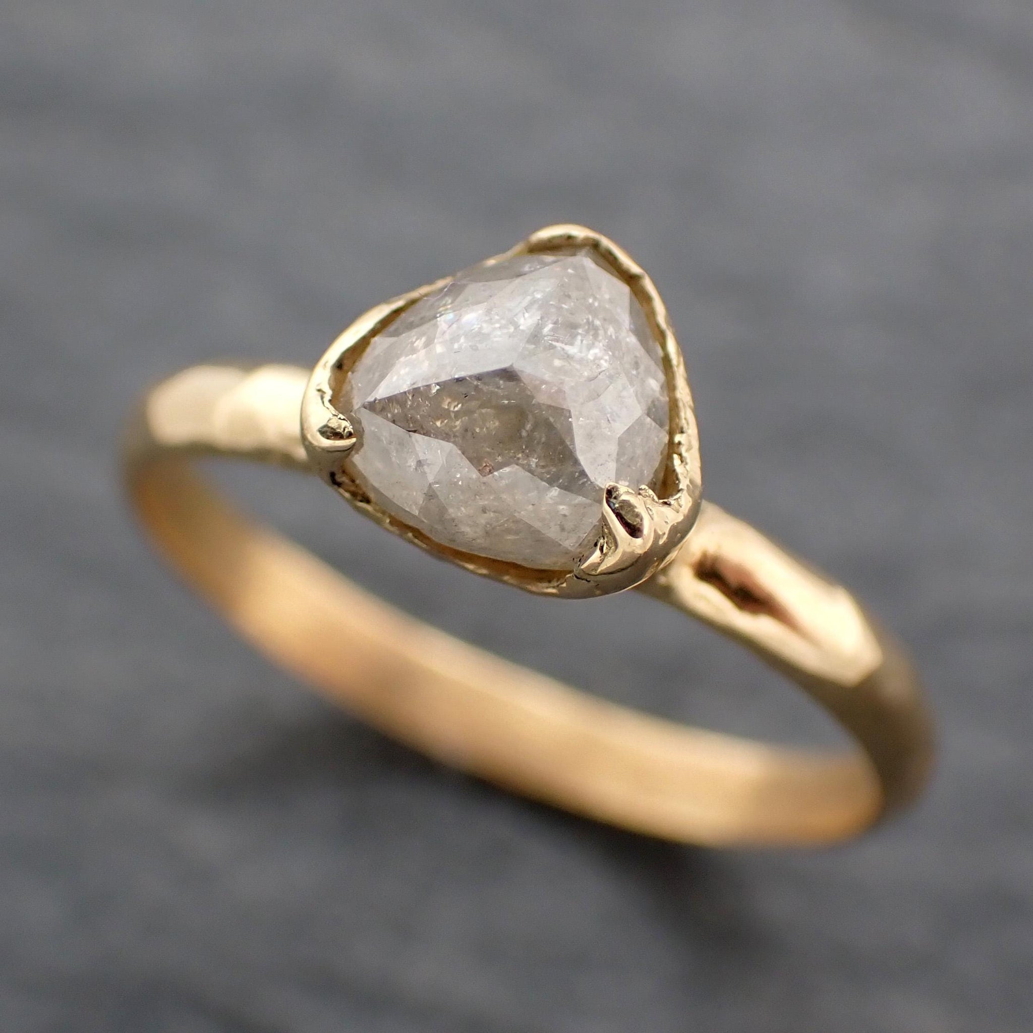 Fancy cut white Diamond Solitaire Engagement 18k yellow Gold Wedding Ring byAngeline 1393