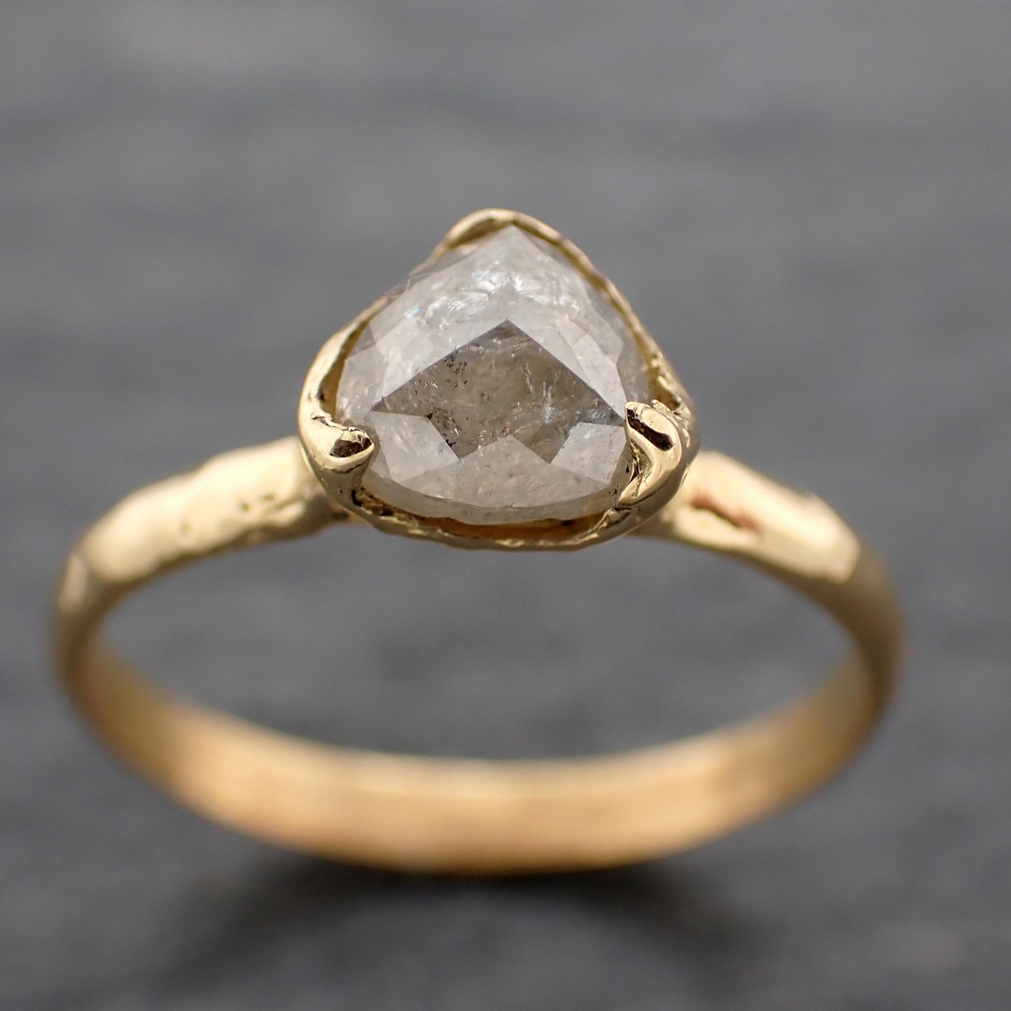 Fancy cut white Diamond Solitaire Engagement 18k yellow Gold Wedding Ring byAngeline 1393