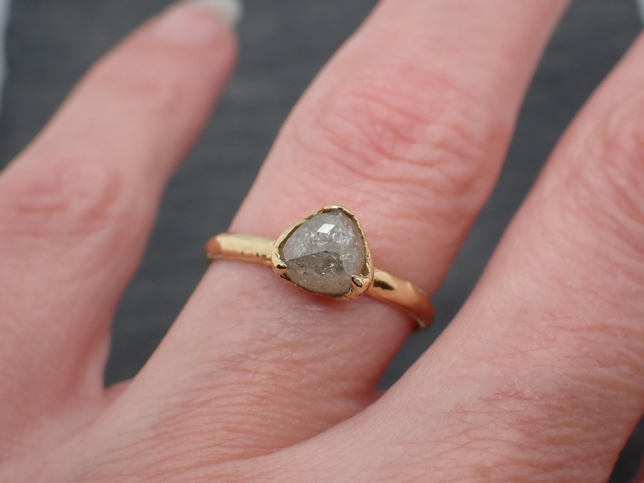 Fancy cut white Diamond Solitaire Engagement 18k yellow Gold Wedding Ring byAngeline 1393