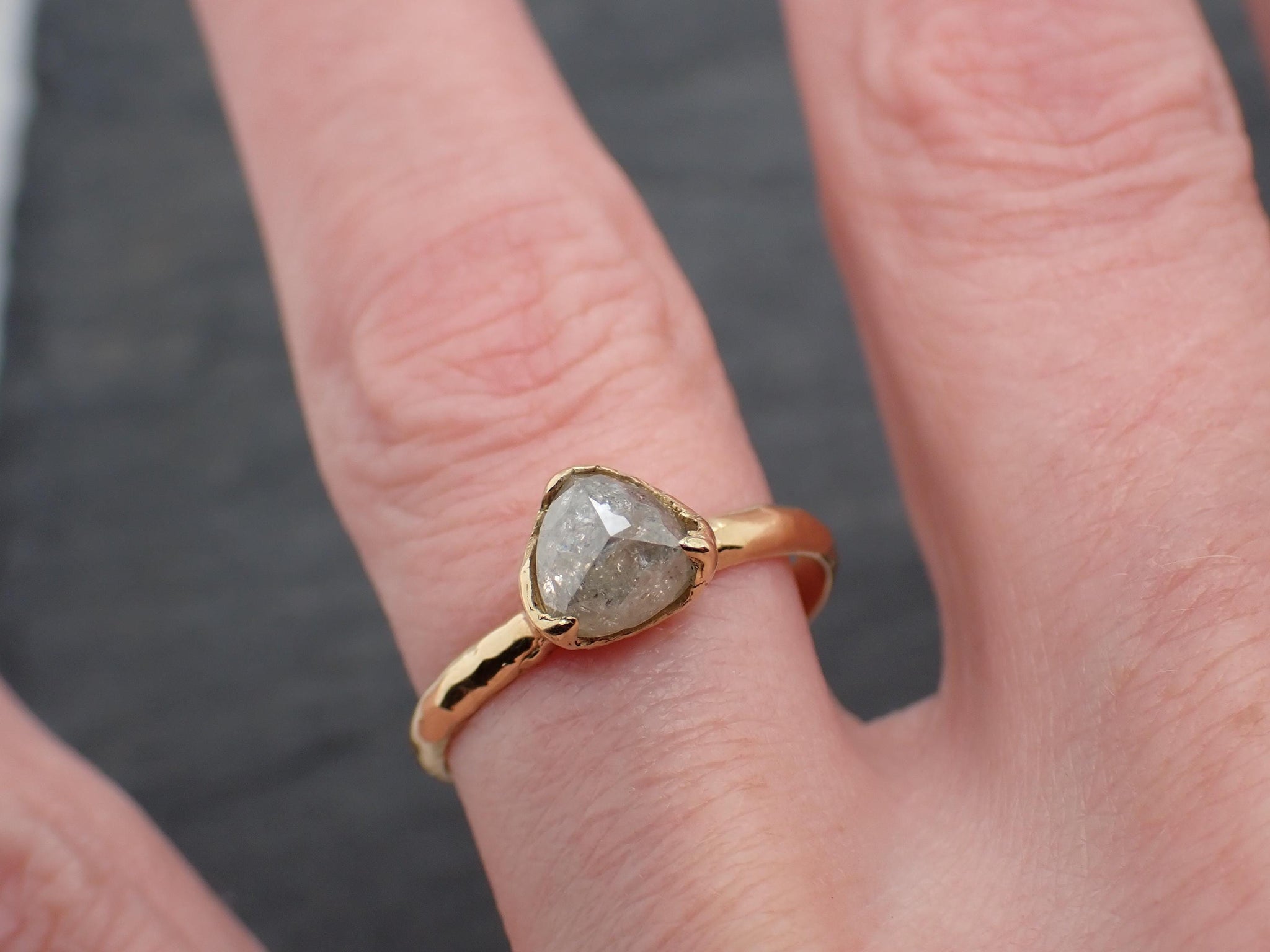 Fancy cut white Diamond Solitaire Engagement 18k yellow Gold Wedding Ring byAngeline 1393