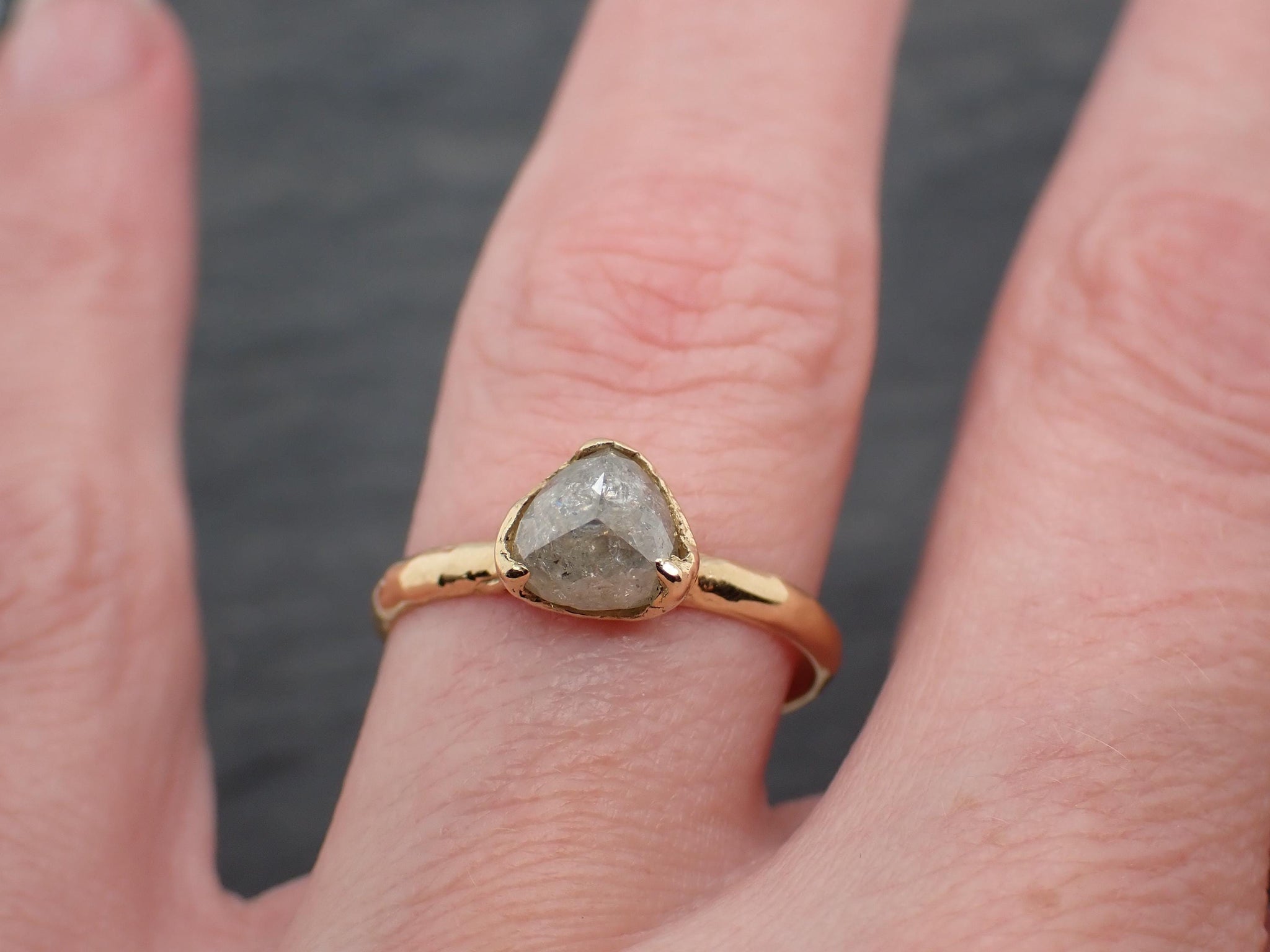 Fancy cut white Diamond Solitaire Engagement 18k yellow Gold Wedding Ring byAngeline 1393