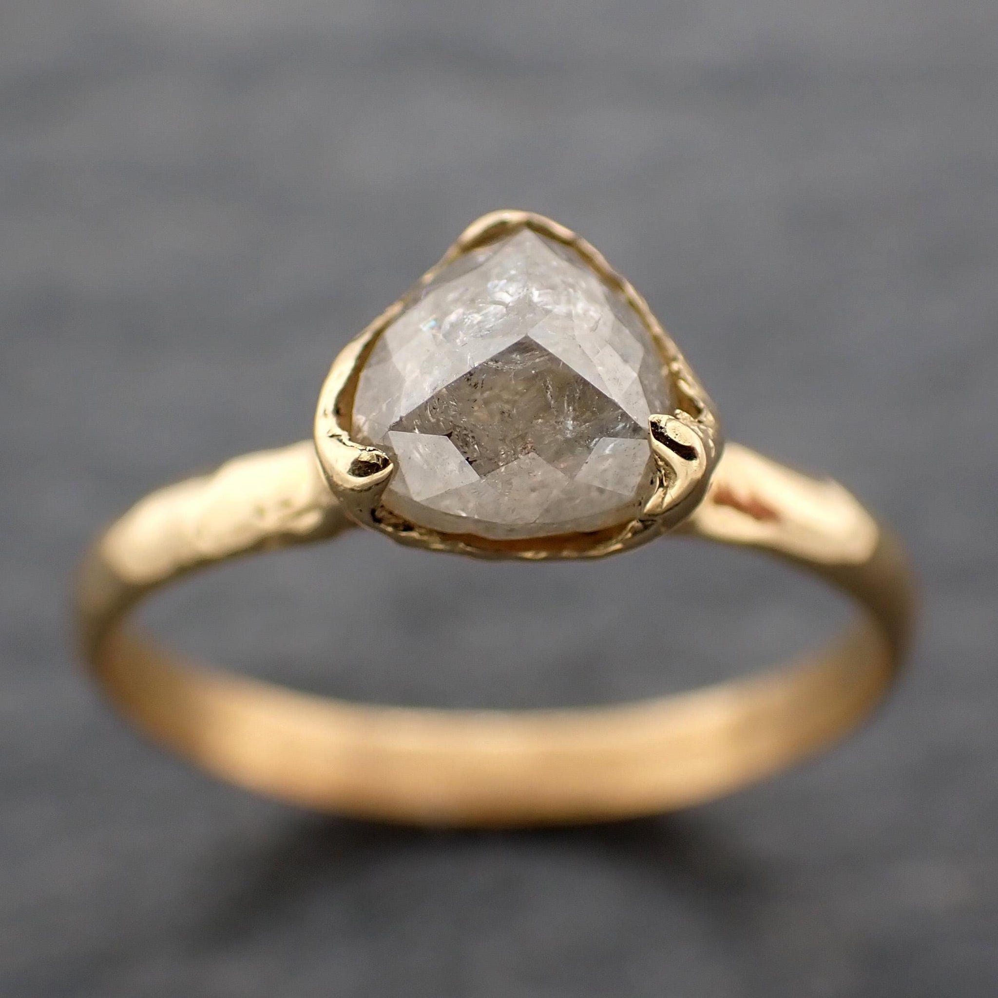 Fancy cut white Diamond Solitaire Engagement 18k yellow Gold Wedding Ring byAngeline 1393