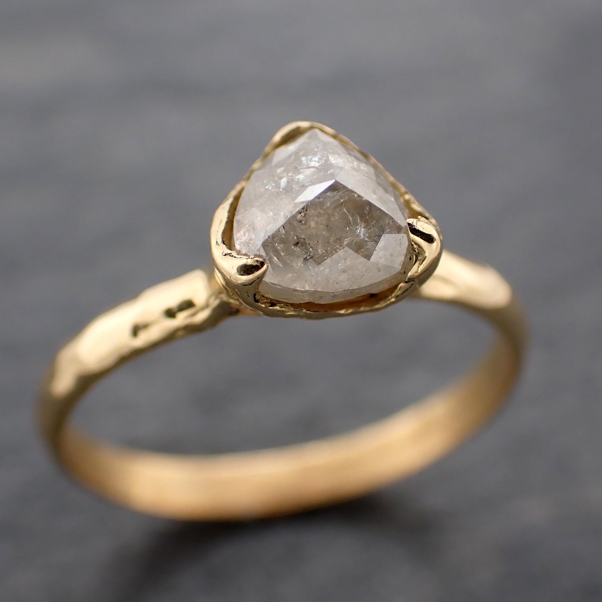 Fancy cut white Diamond Solitaire Engagement 18k yellow Gold Wedding Ring byAngeline 1393