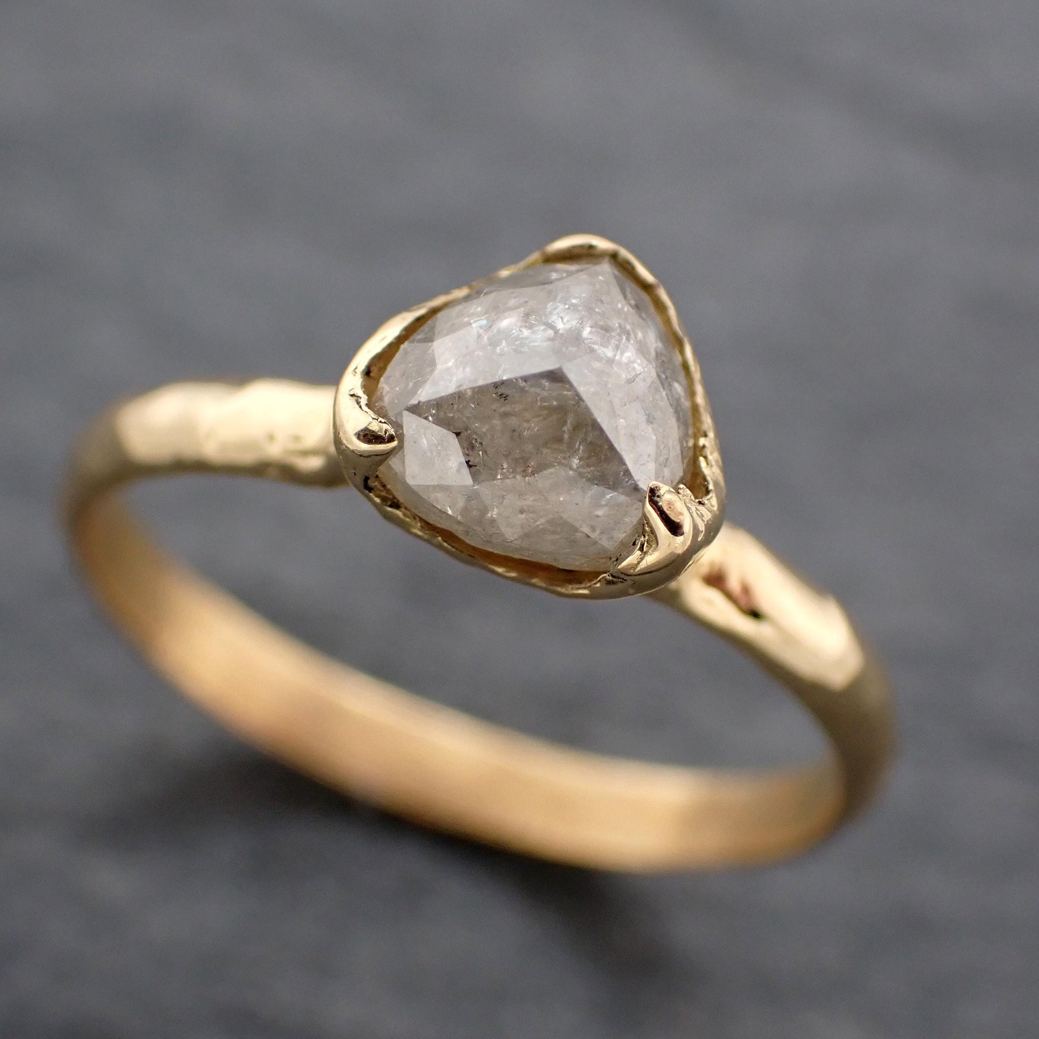 Fancy cut white Diamond Solitaire Engagement 18k yellow Gold Wedding Ring byAngeline 1393