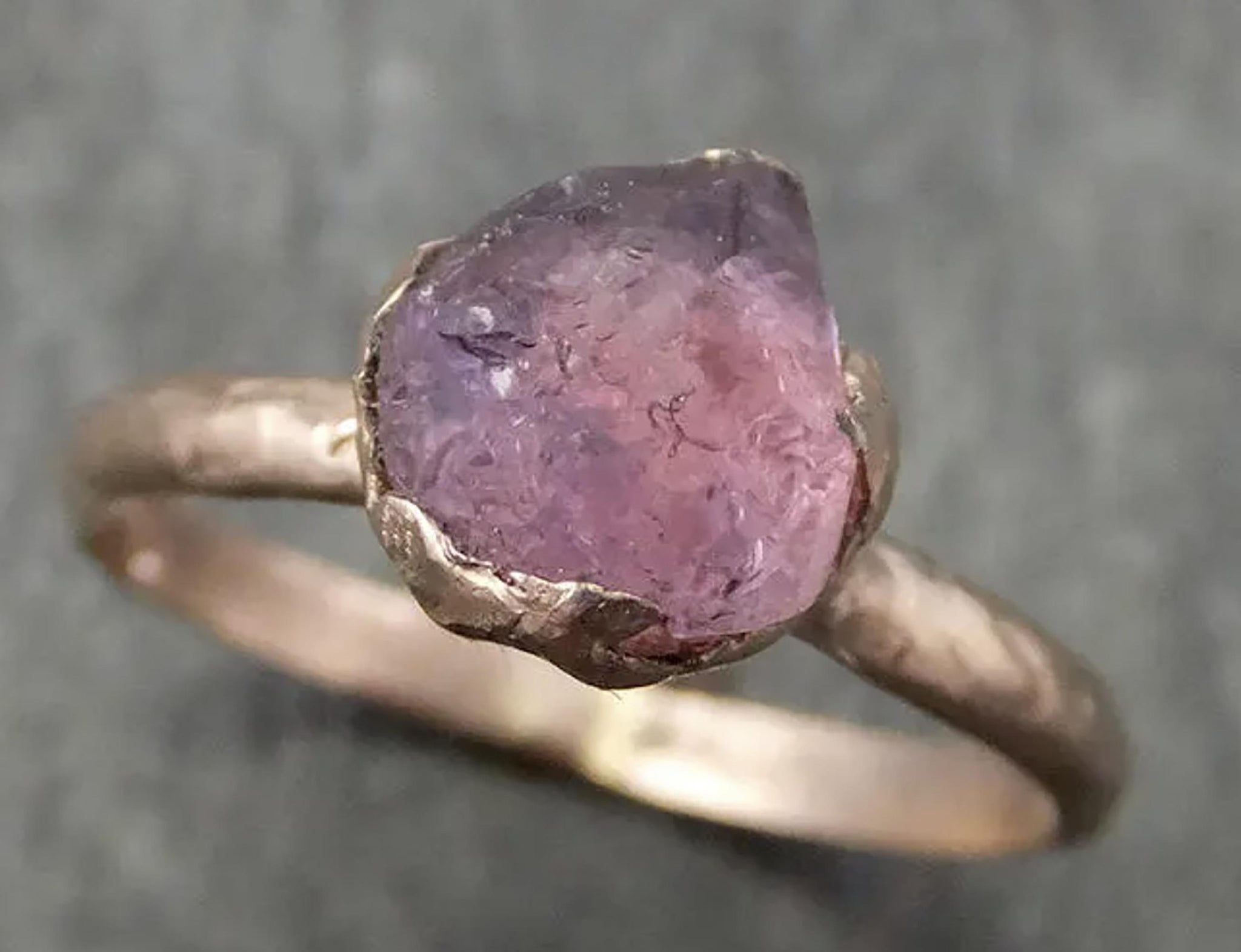 Real Raw Sapphire Solitaire Engagement Ring | Solid 14k Rose Gold | Hand Made By Angeline 0696