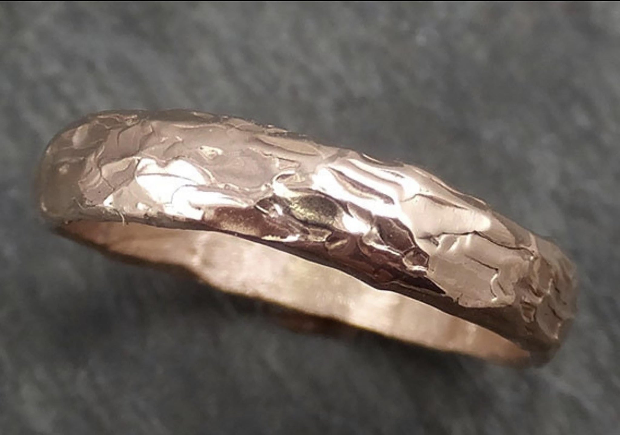 Handmade Rustic 4mm Wedding Band: Textured Sterling Silver or Gold