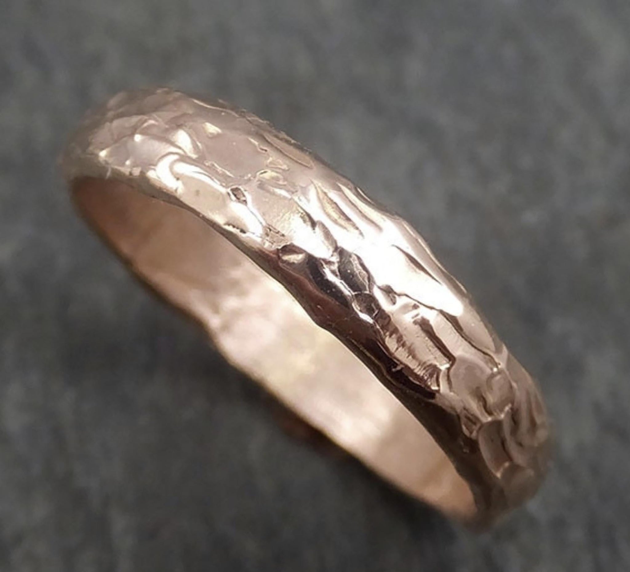 Handmade Rustic 4mm Wedding Band: Textured Sterling Silver or Gold