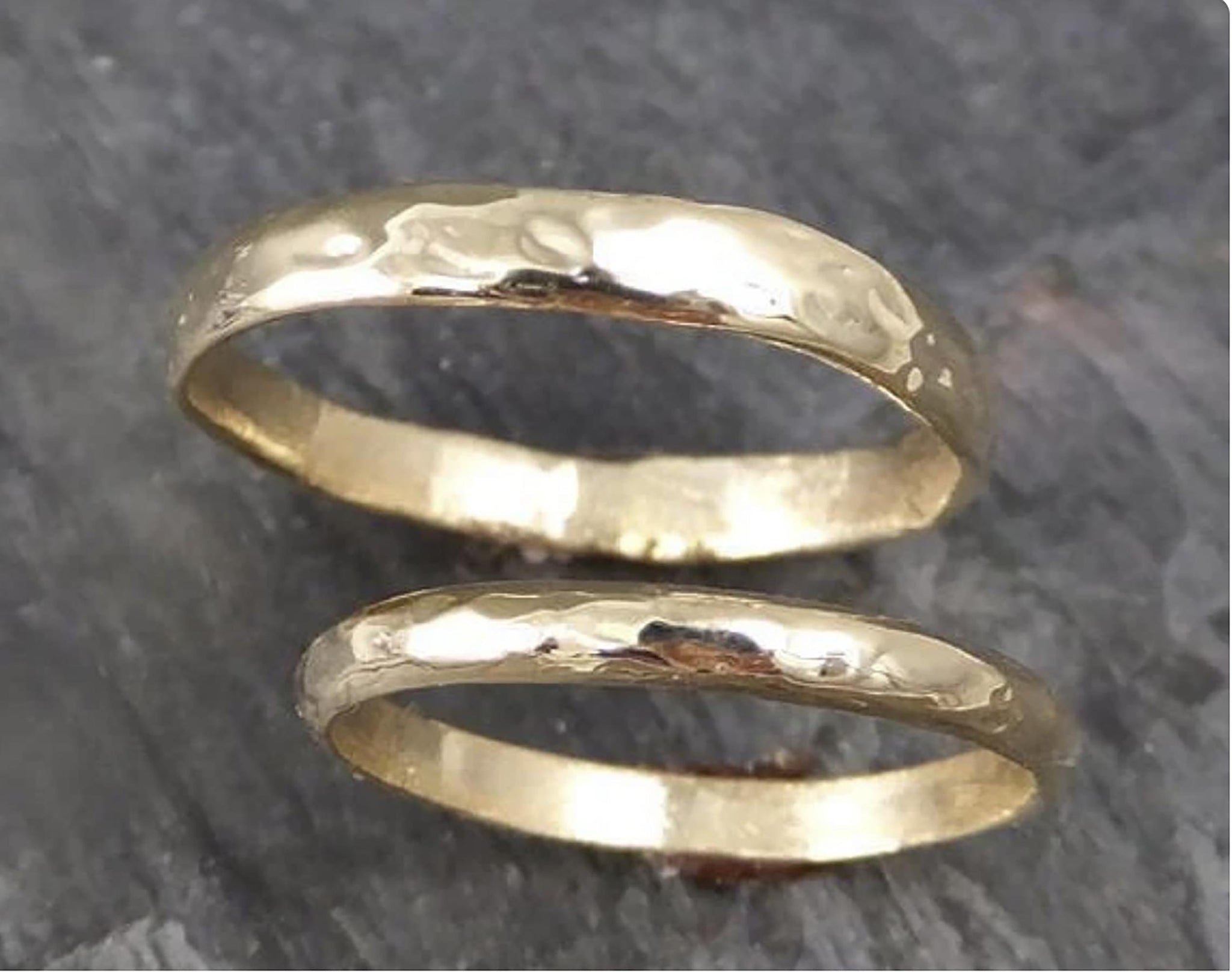 Custom Wedding bands 14k / 18k gold textured wedding rings Wedding Set byAngeline recycled gold