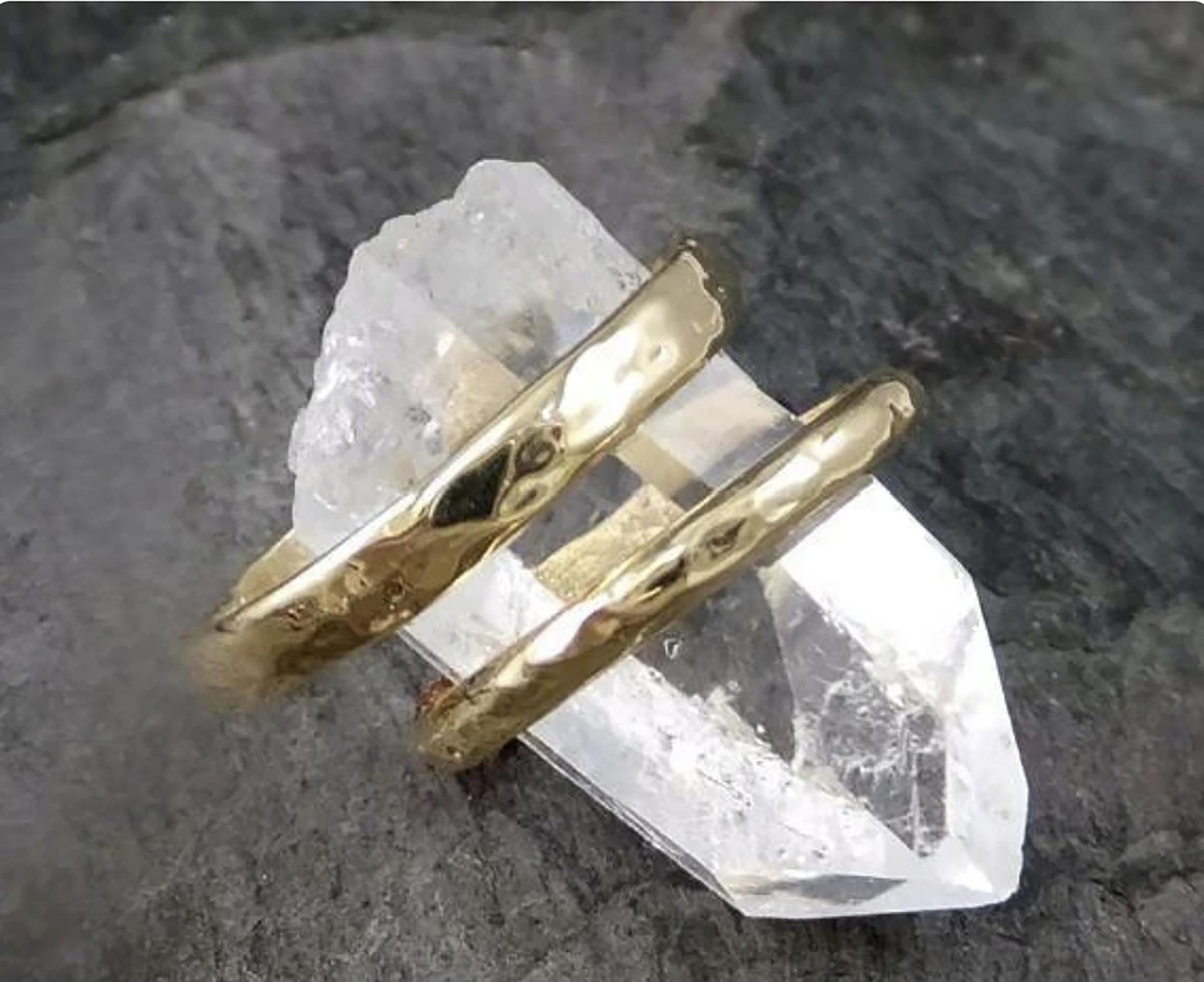 Custom Wedding bands 14k / 18k gold textured wedding rings Wedding Set byAngeline recycled gold