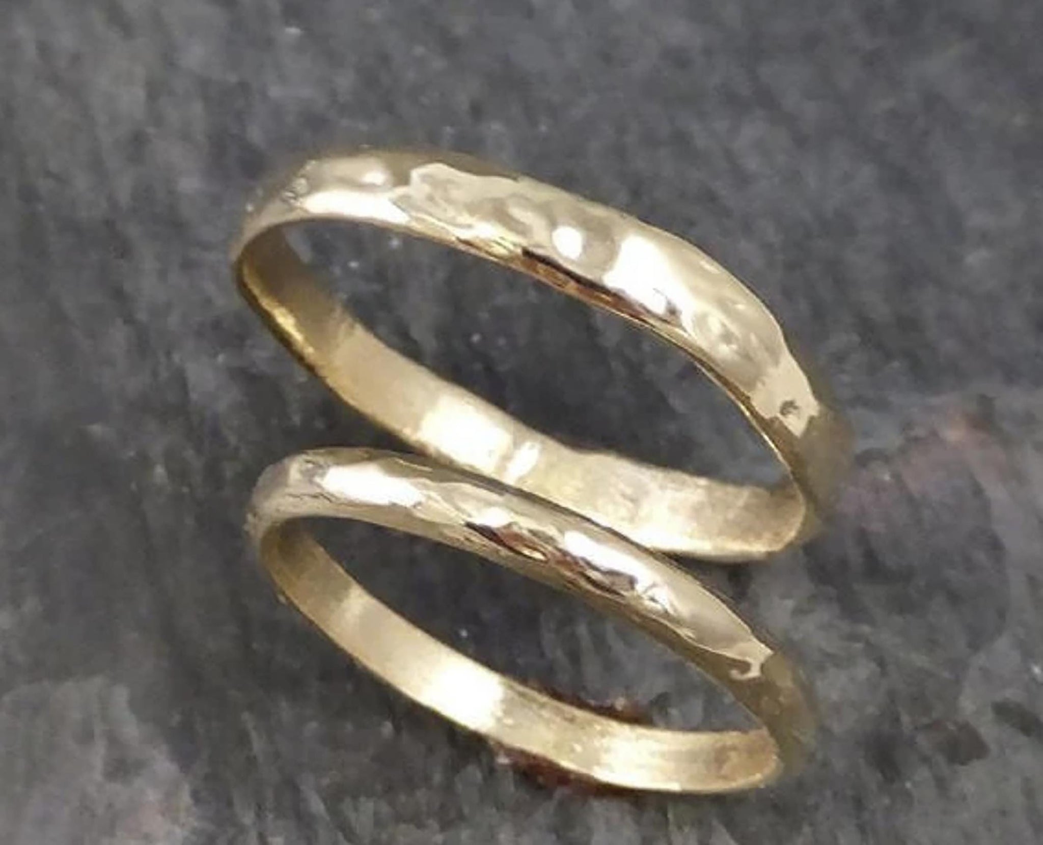 Custom Wedding bands 14k / 18k gold textured wedding rings Wedding Set byAngeline recycled gold