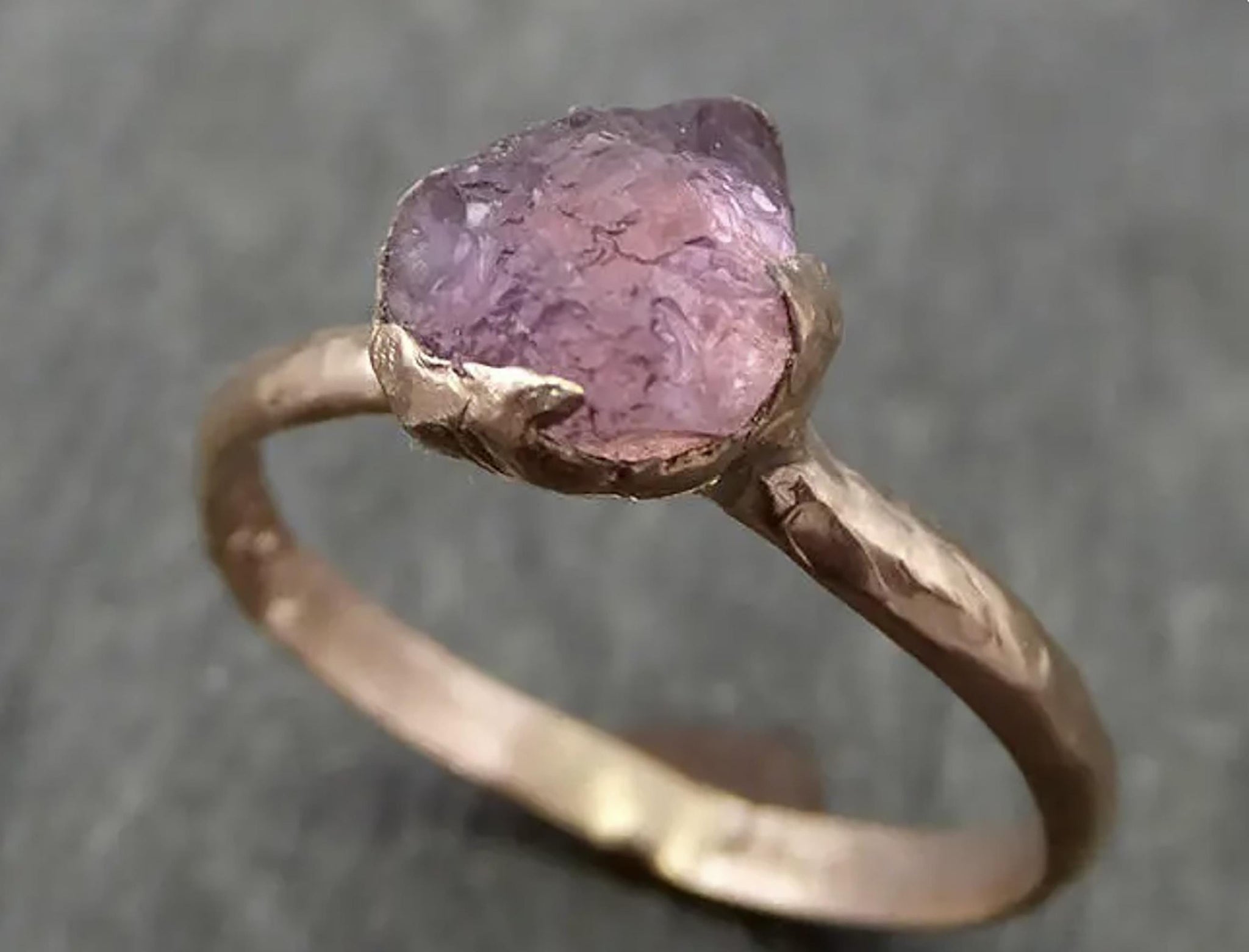 Real Raw Sapphire Solitaire Engagement Ring | Solid 14k Rose Gold | Hand Made By Angeline 0696