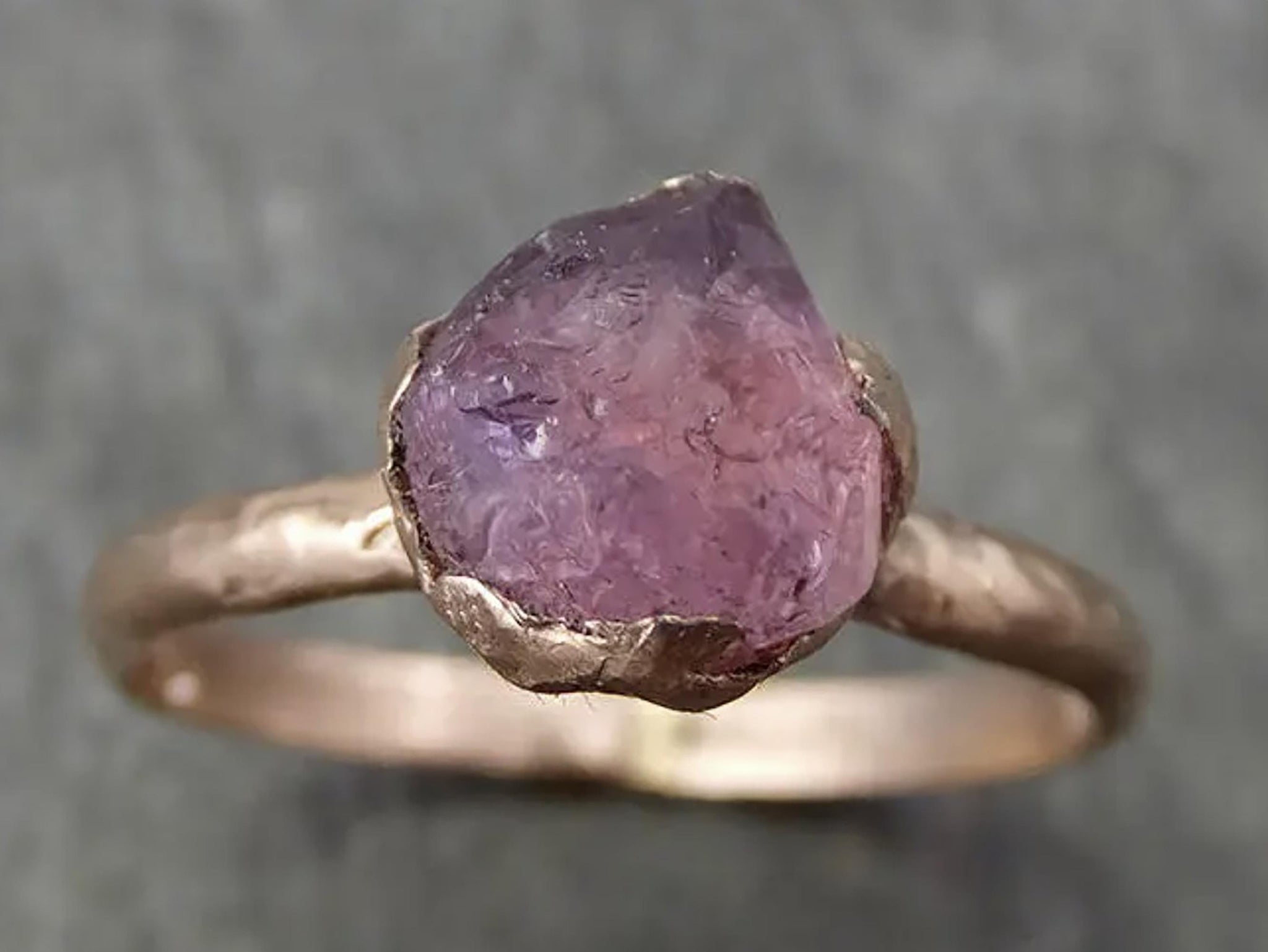 Real Raw Sapphire Solitaire Engagement Ring | Solid 14k Rose Gold | Hand Made By Angeline 0696