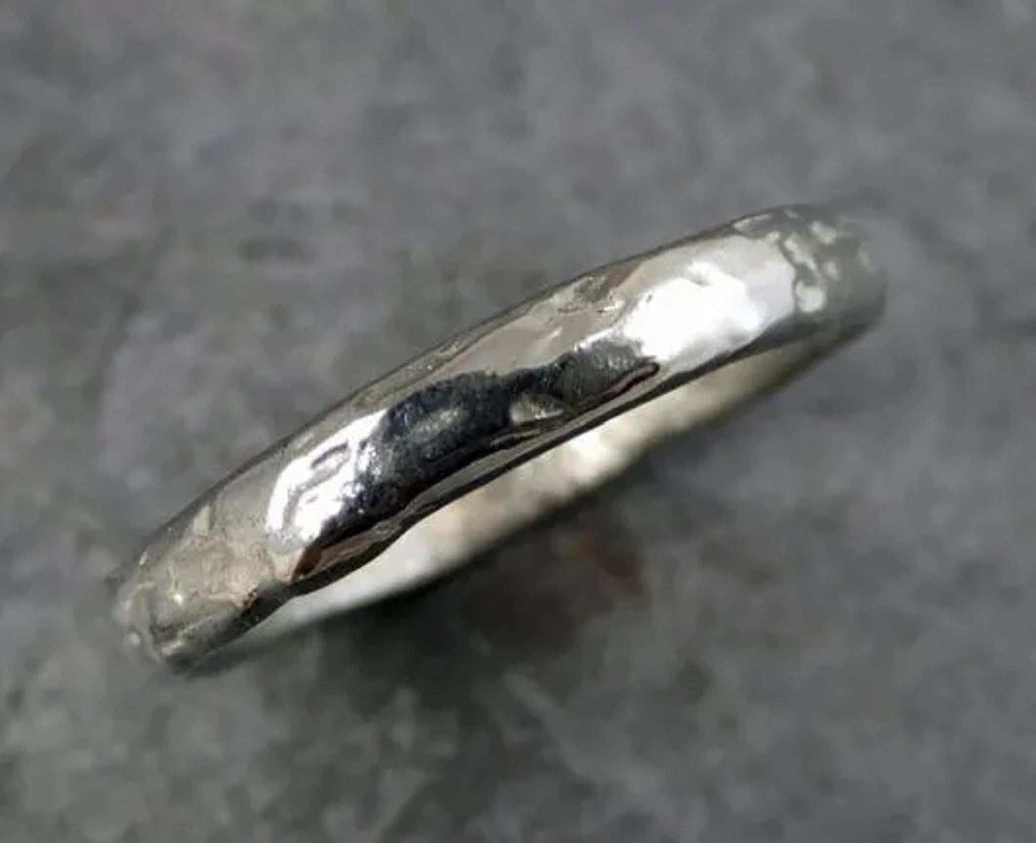 Handmade Rustic 4mm Wedding Band: Textured Sterling Silver or Gold