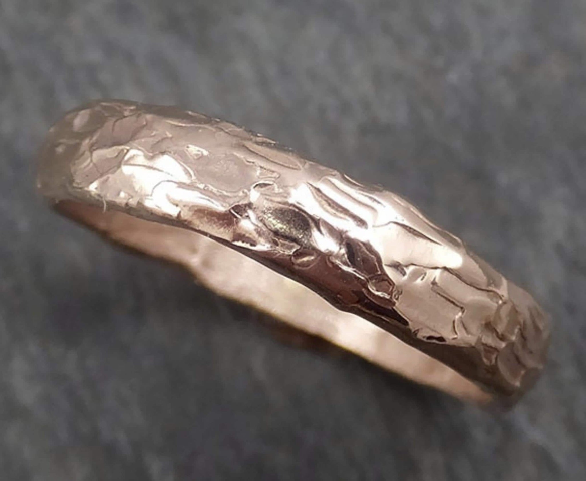 Handmade Rustic 4mm Wedding Band: Textured Sterling Silver or Gold