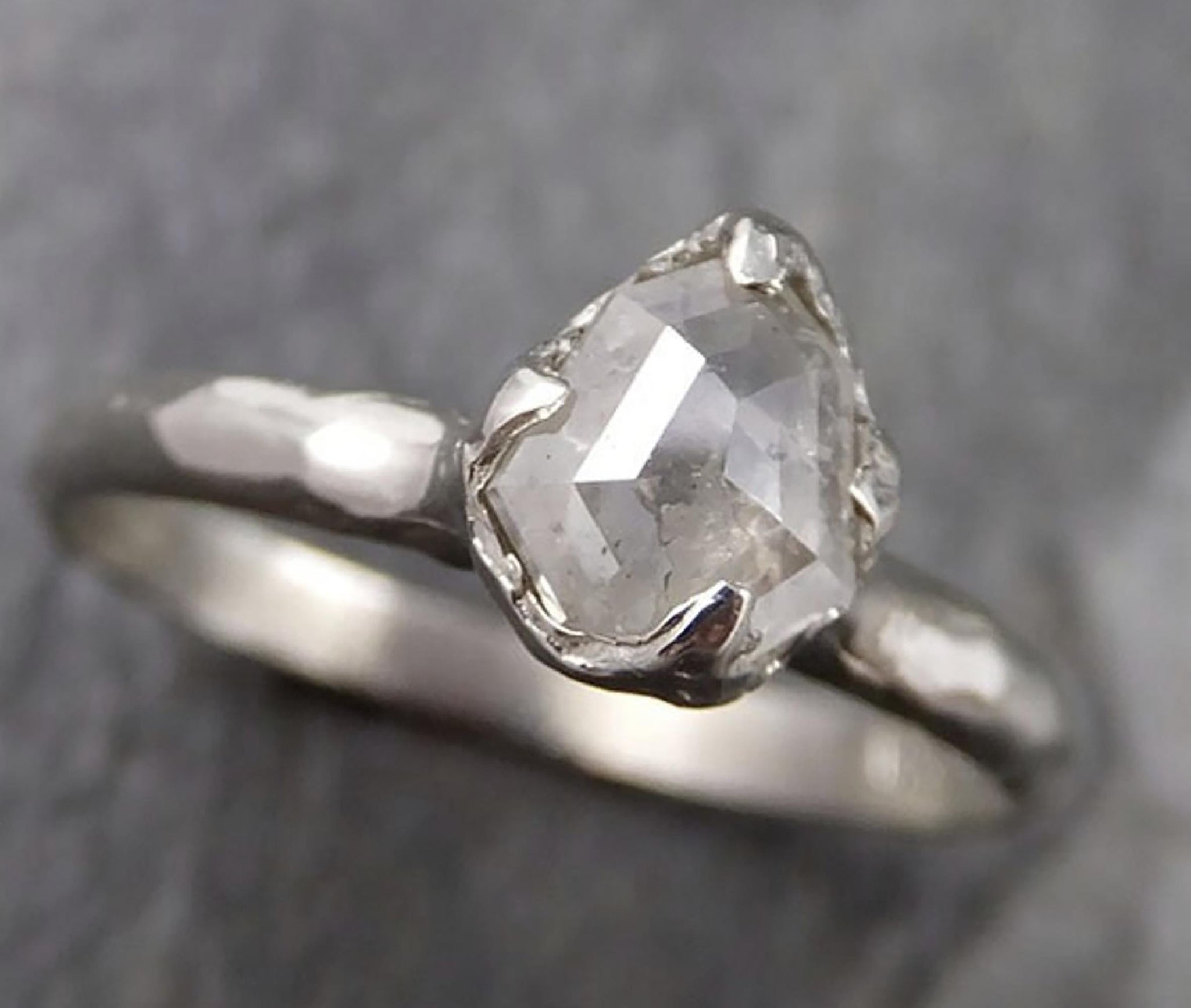 Fancy cut White Diamond Solitaire Engagement 14k White Gold Wedding Ring byAngeline 1298