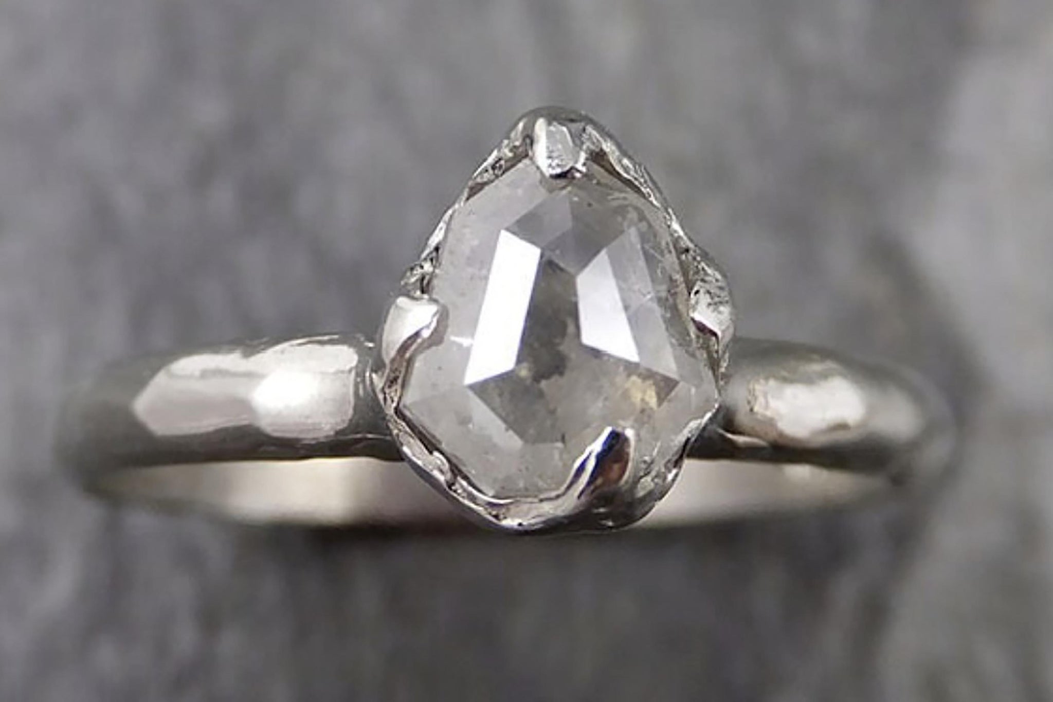 Fancy cut White Diamond Solitaire Engagement 14k White Gold Wedding Ring byAngeline 1298