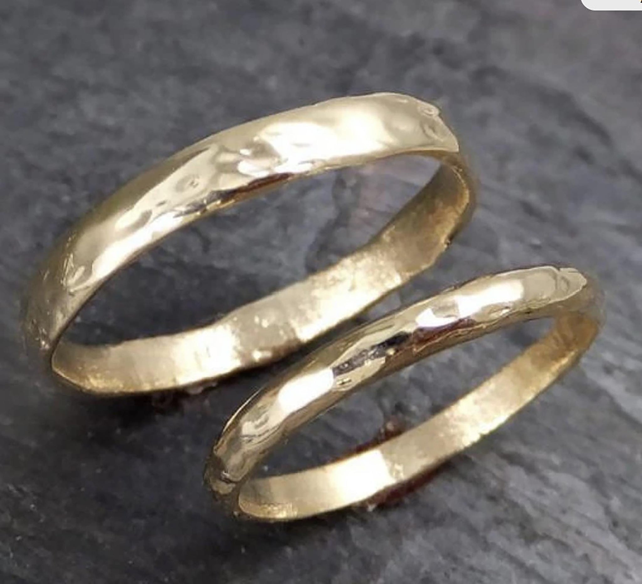 Custom Wedding bands 14k / 18k gold textured wedding rings Wedding Set byAngeline recycled gold