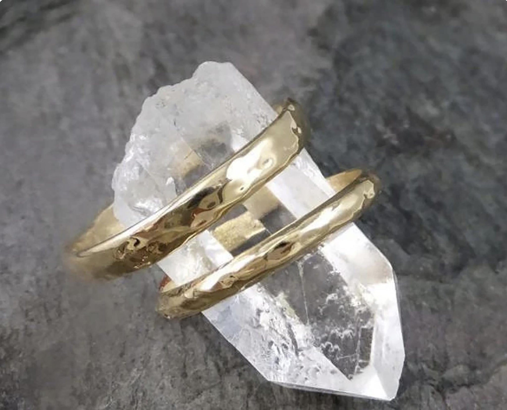 Custom Wedding bands 14k / 18k gold textured wedding rings Wedding Set byAngeline recycled gold