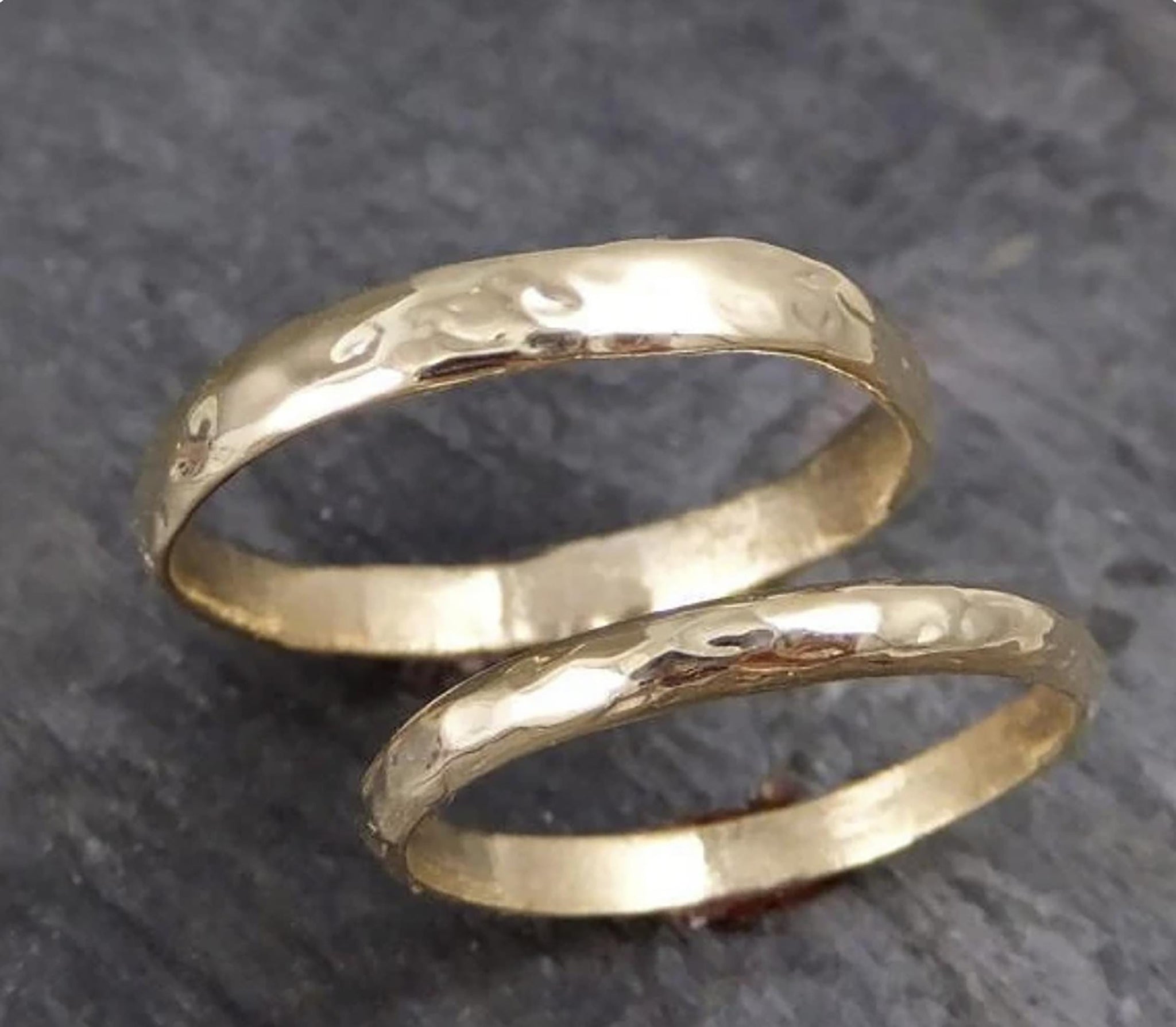 Custom Wedding bands 14k / 18k gold textured wedding rings Wedding Set byAngeline recycled gold