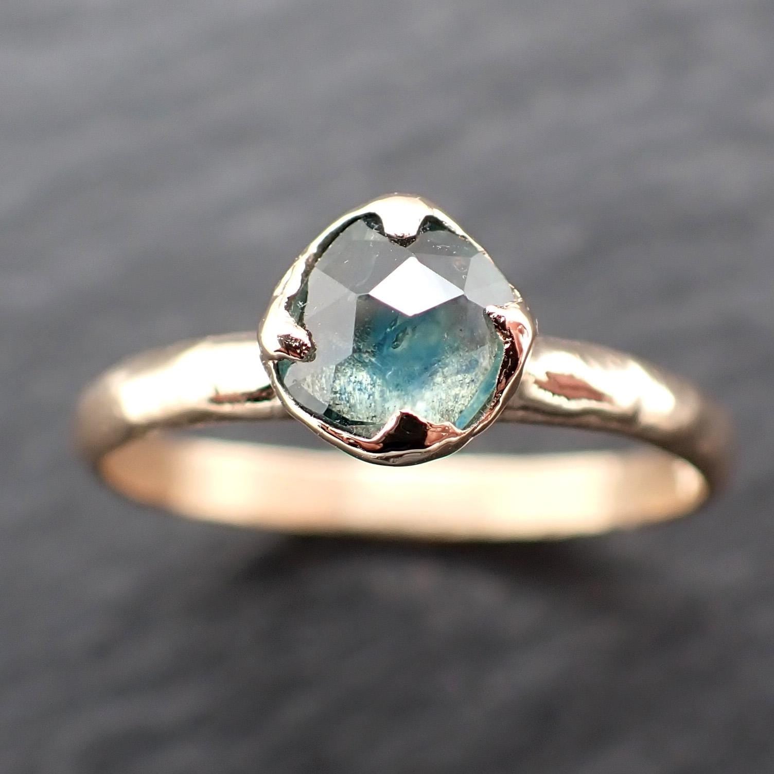 Montana Sapphire Solitaire Engagement Ring | Rose Cut Sapphire in 14k Yellow Gold | Rustic Elegance Wedding Ring | Custom by Angeline