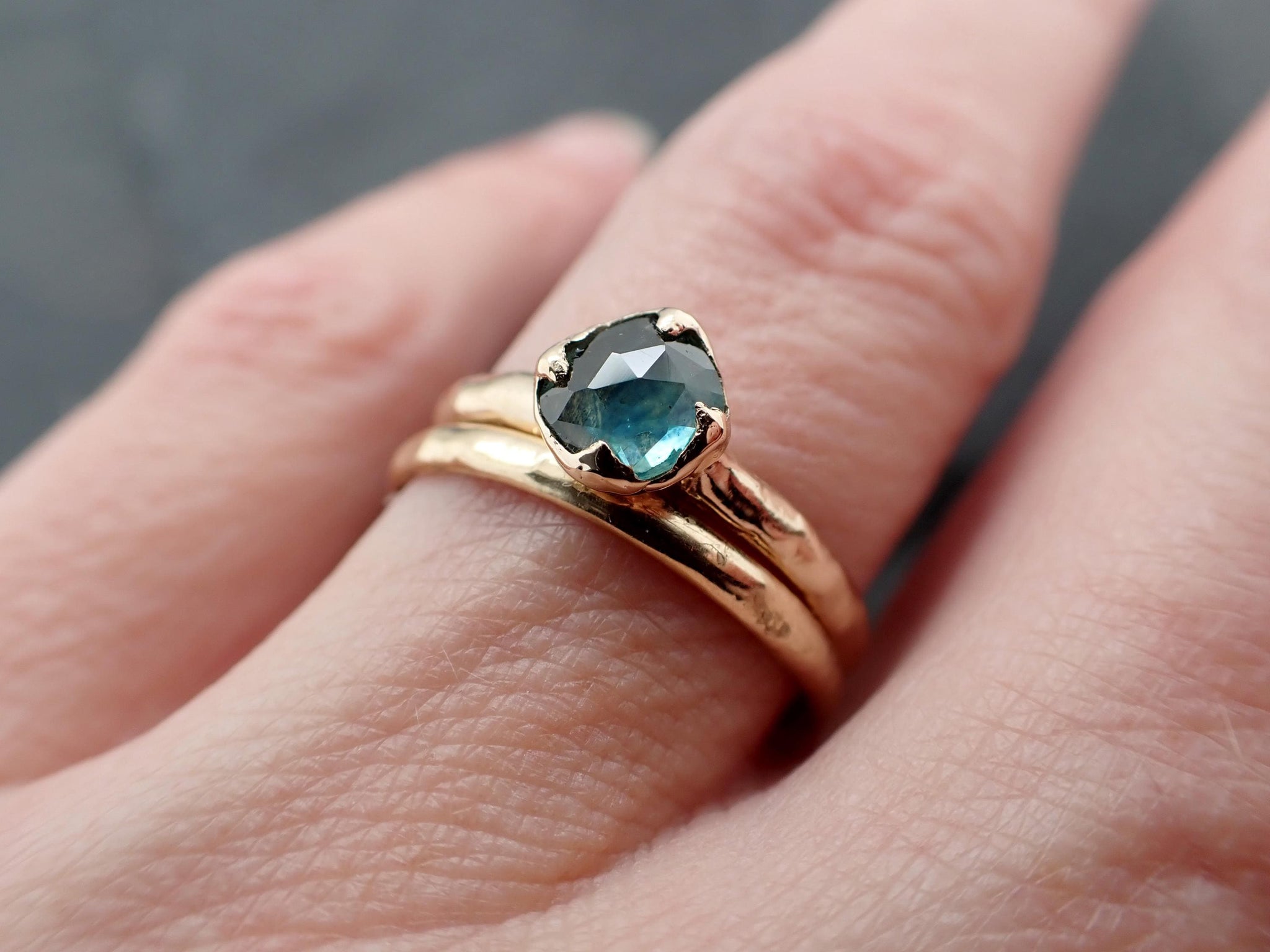 Montana Sapphire Solitaire Engagement Ring | Rose Cut Sapphire in 14k Yellow Gold | Rustic Elegance Wedding Ring | Custom by Angeline