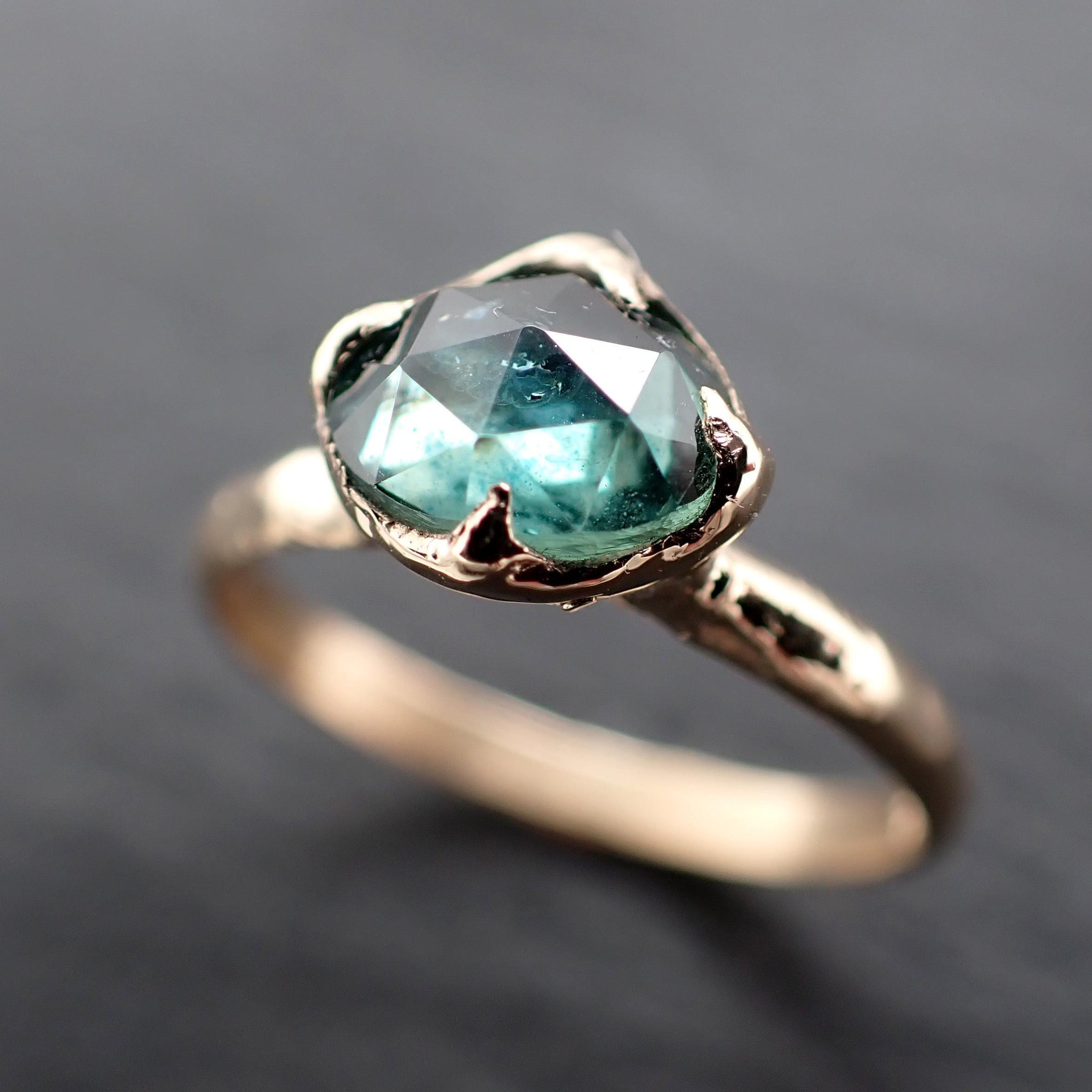 Montana Sapphire Engagement Ring | 14k Yellow Gold | Rose Cut Solitaire | Handmade byAngeline 3593