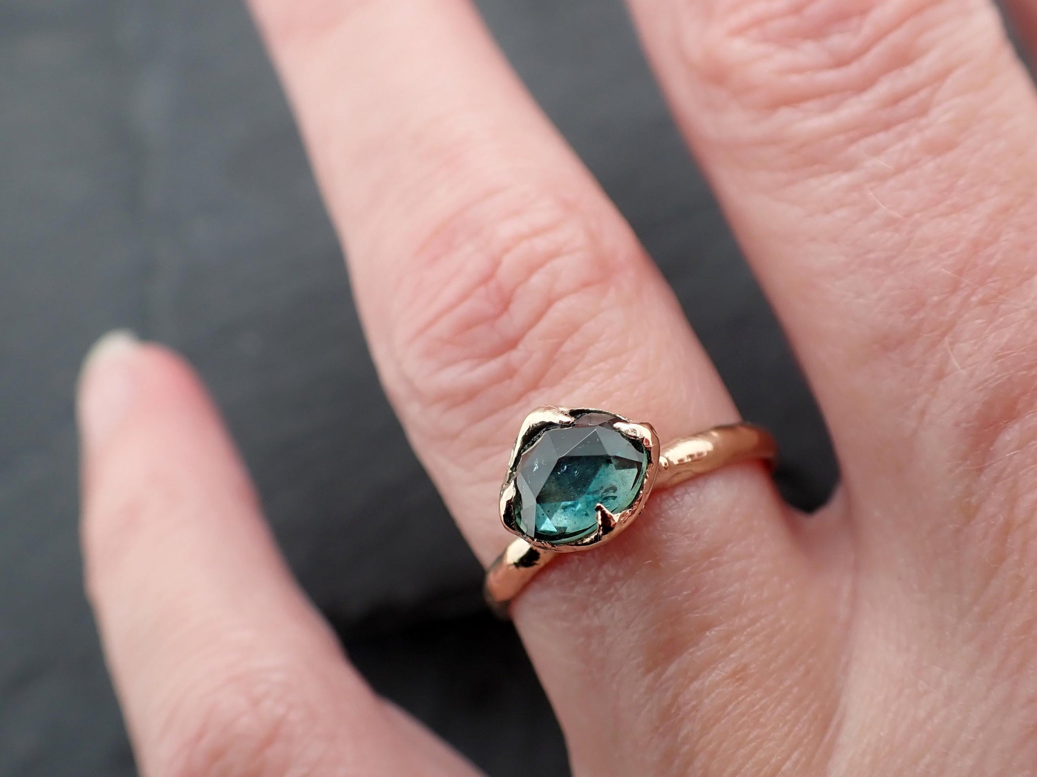 Montana Sapphire Engagement Ring | 14k Yellow Gold | Rose Cut Solitaire | Handmade byAngeline 3593