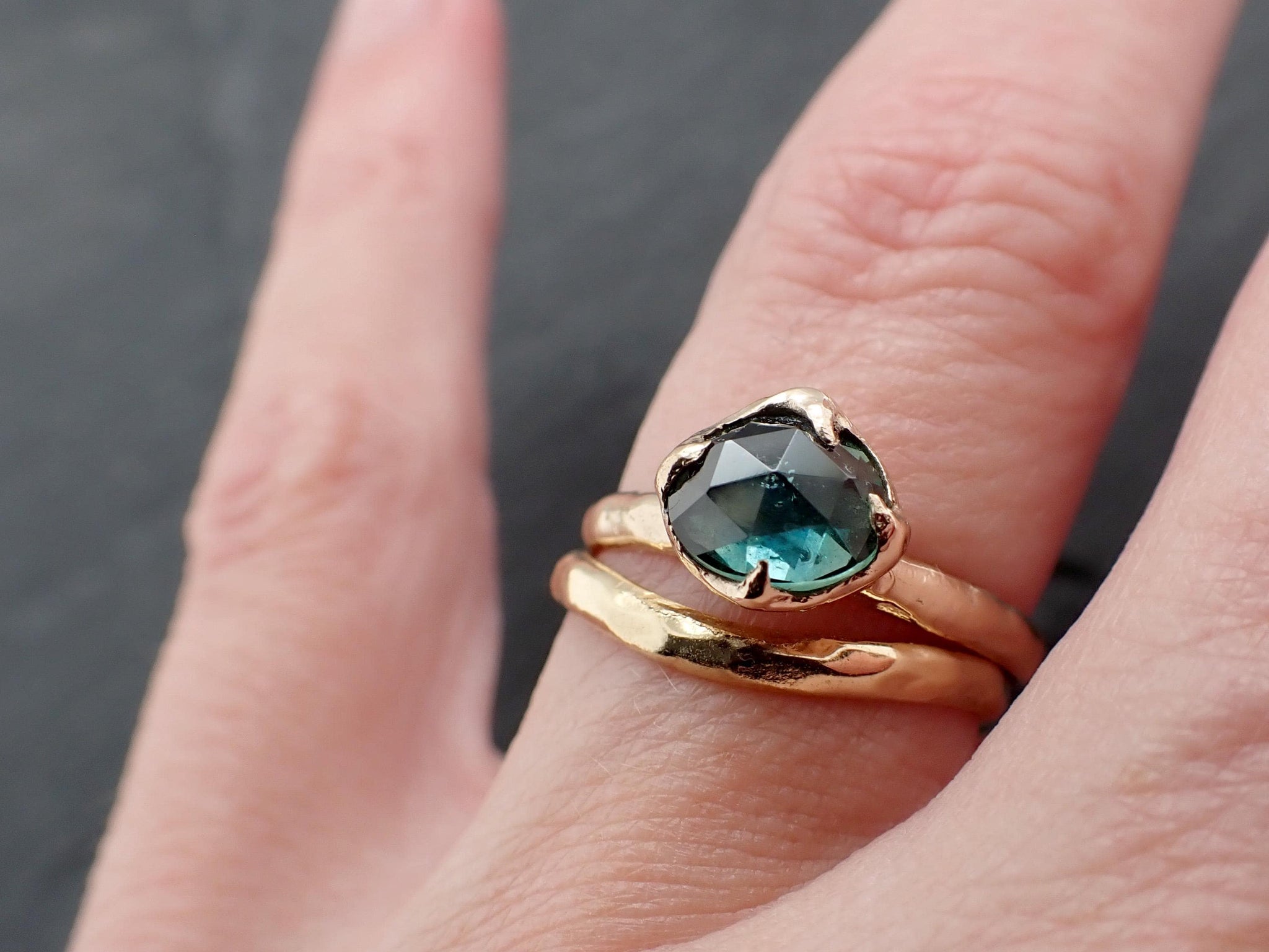 Montana Sapphire Engagement Ring | 14k Yellow Gold | Rose Cut Solitaire | Handmade byAngeline 3593