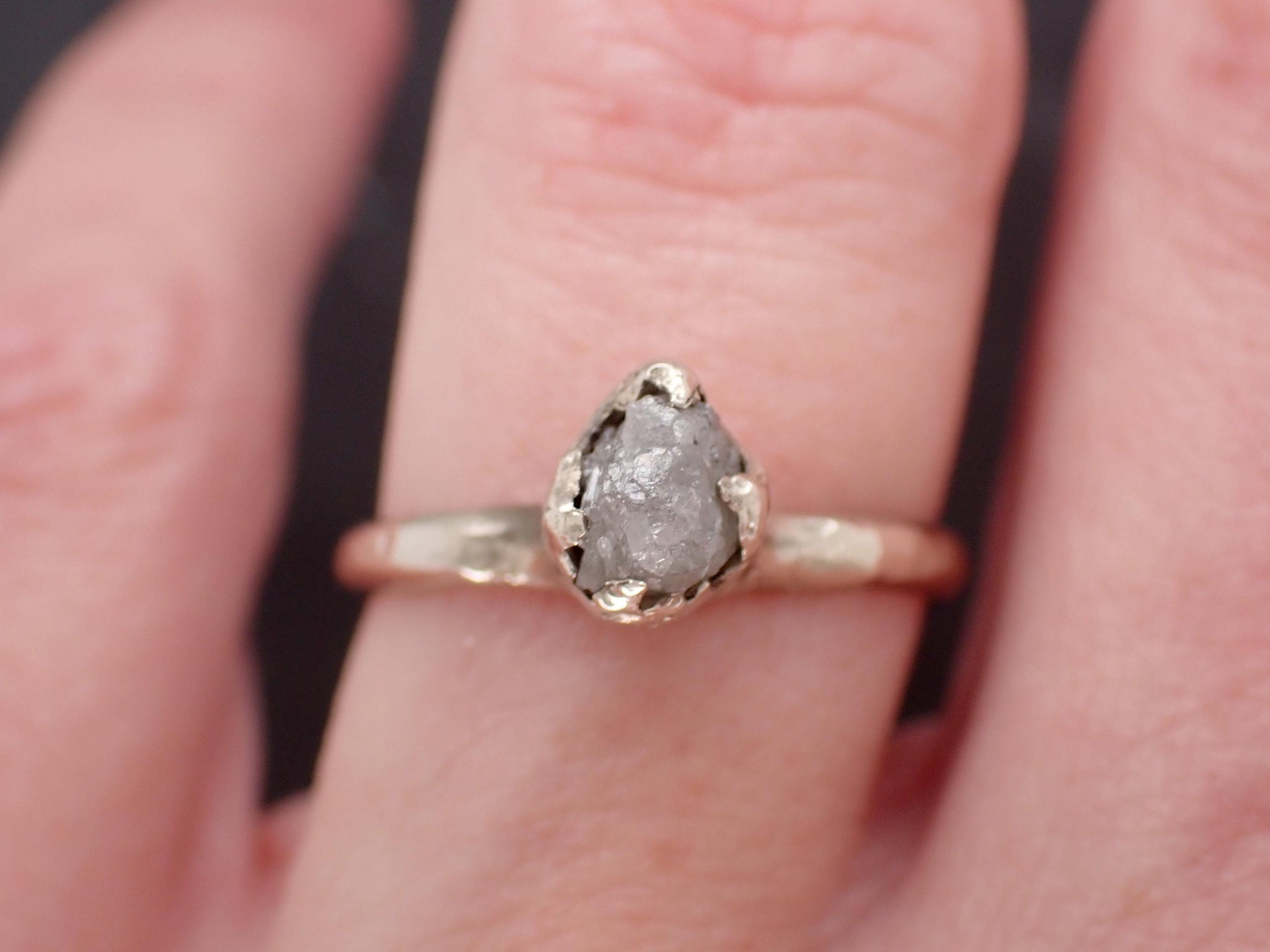 Raw Diamond Engagement Ring • Rough White Diamond Solitaire • 14k White Gold Organic Wedding Ring