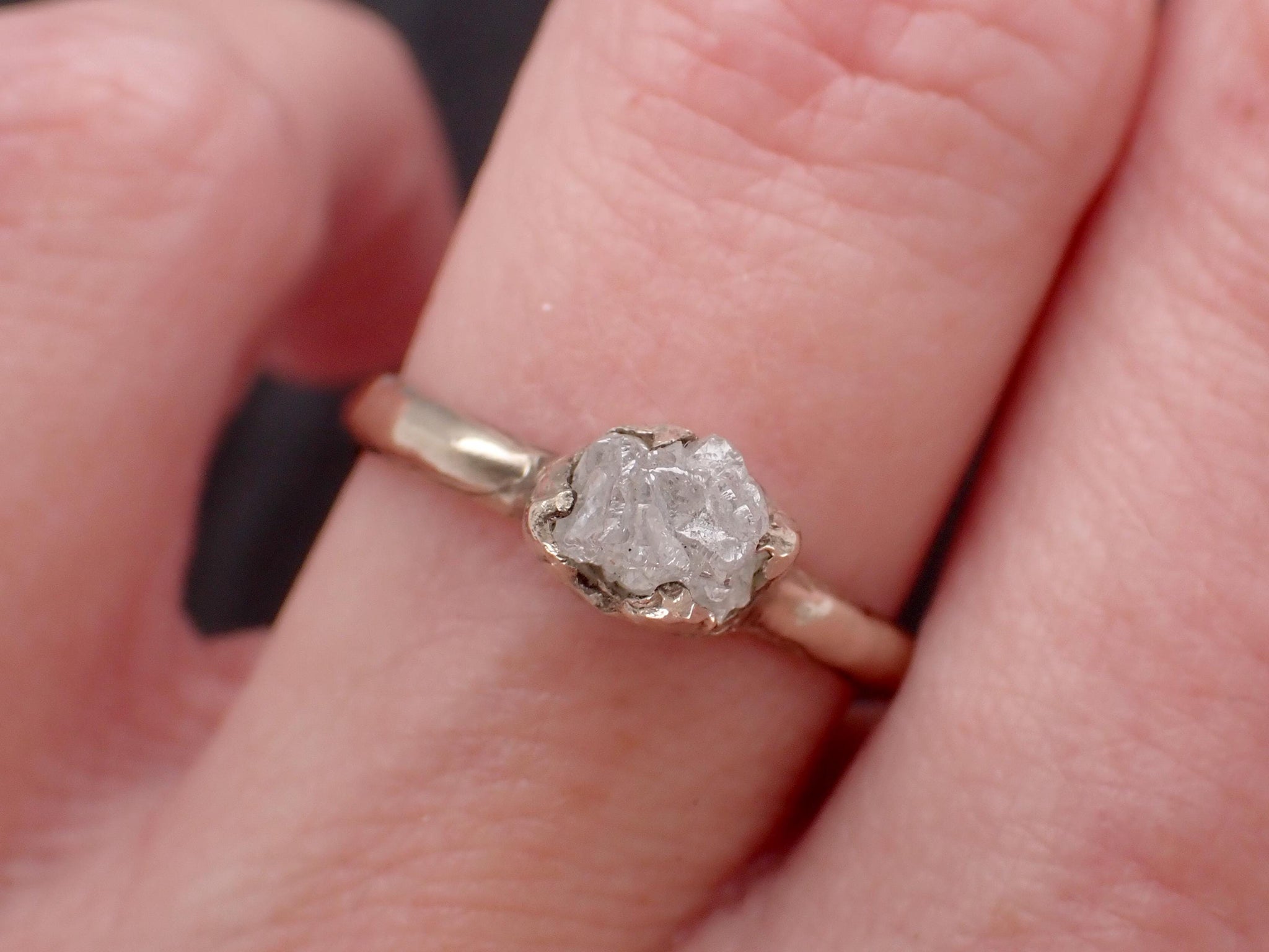 Raw Diamond Engagement Ring • Rough White Diamond Solitaire • 14k White Gold Organic Wedding Ring