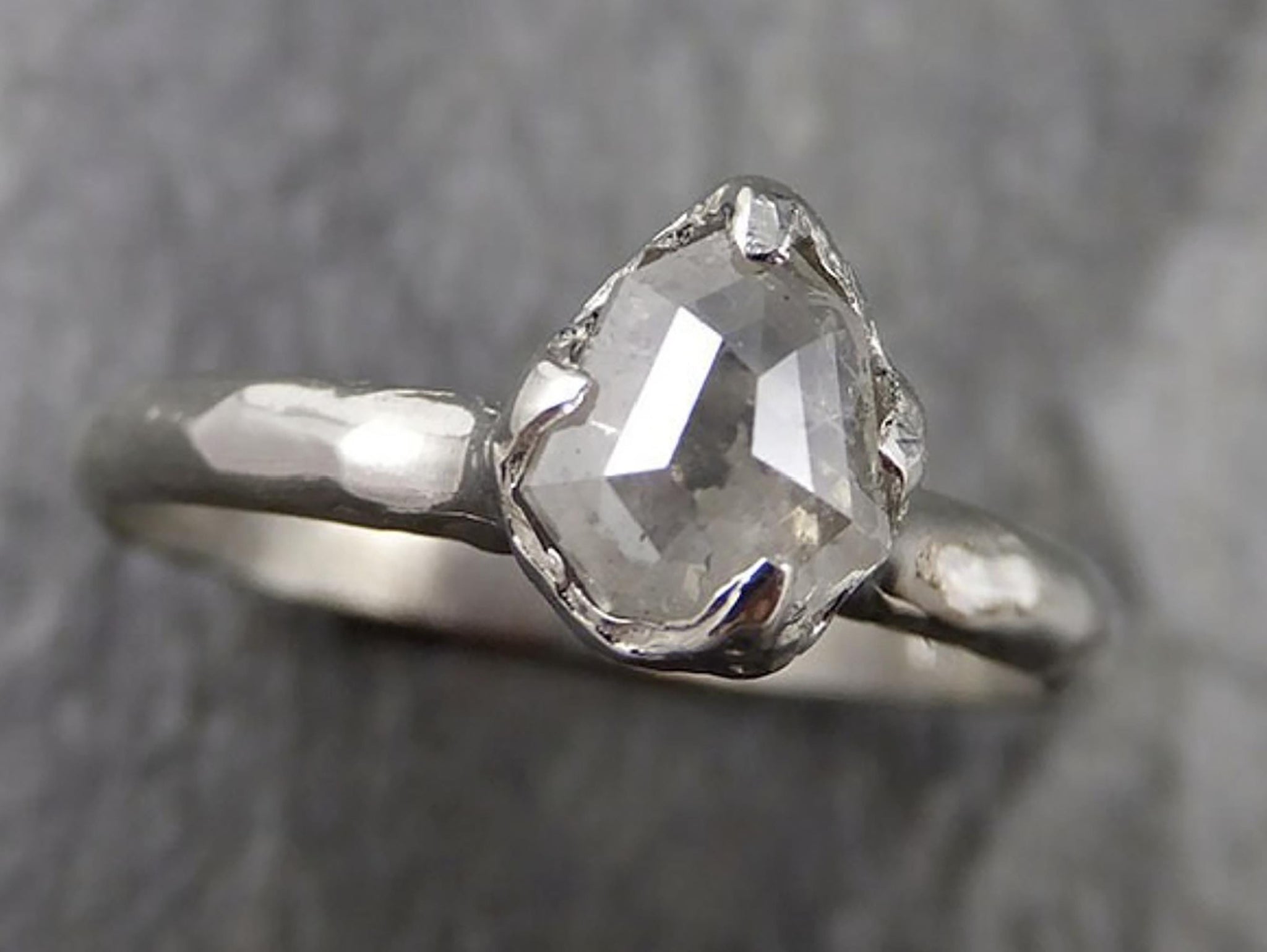 Fancy cut White Diamond Solitaire Engagement 14k White Gold Wedding Ring byAngeline 1298